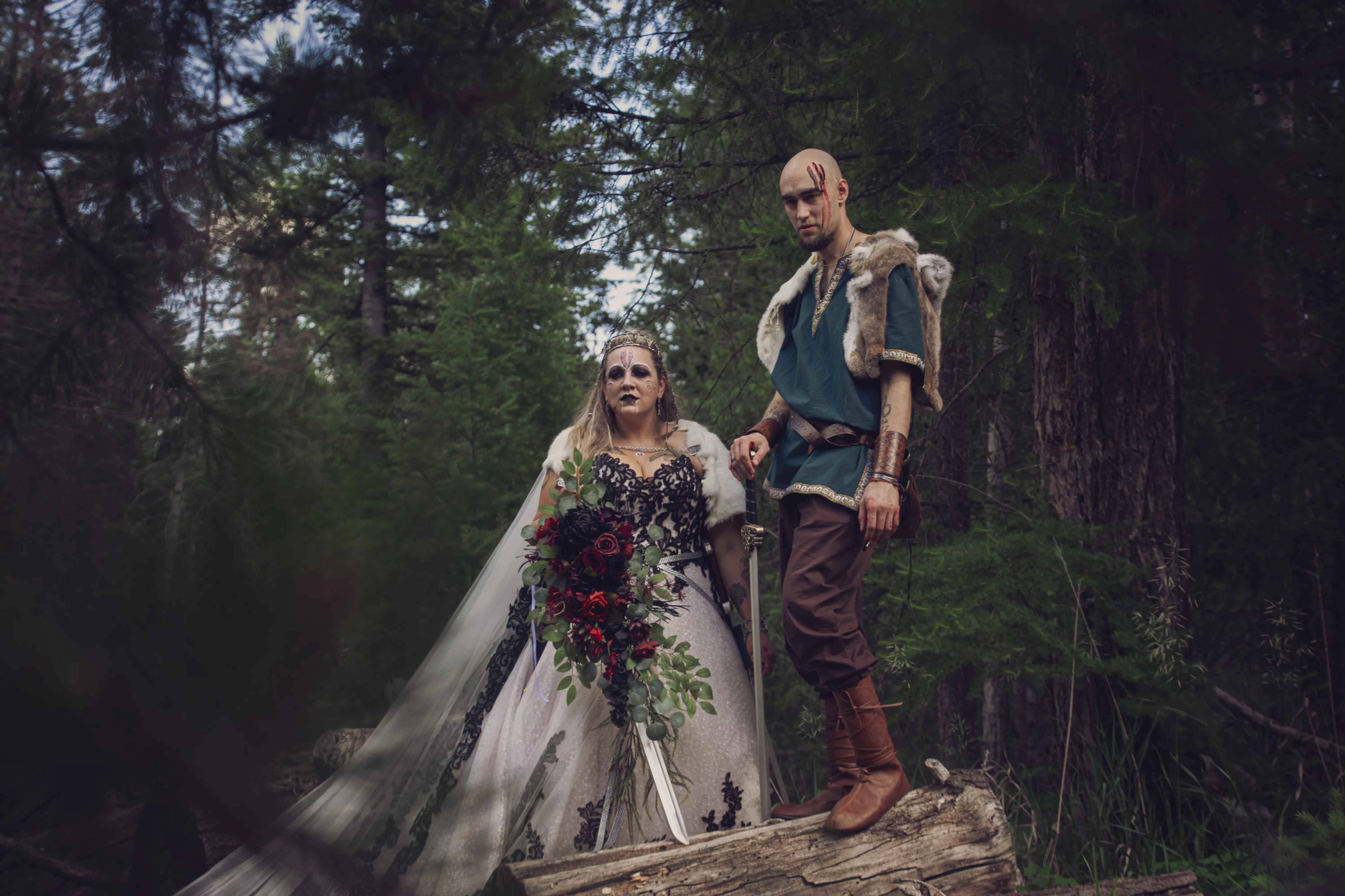 Bride wearing Trystin wedding dress by Maggie Sottero with her husband