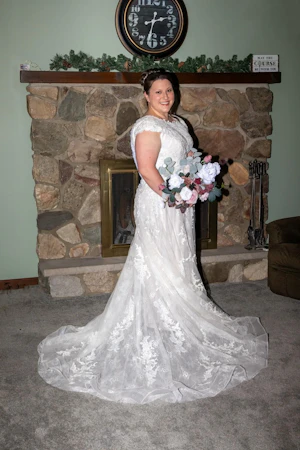 Bride In Modest A-line Courtney Leigh Rebecca Ingram