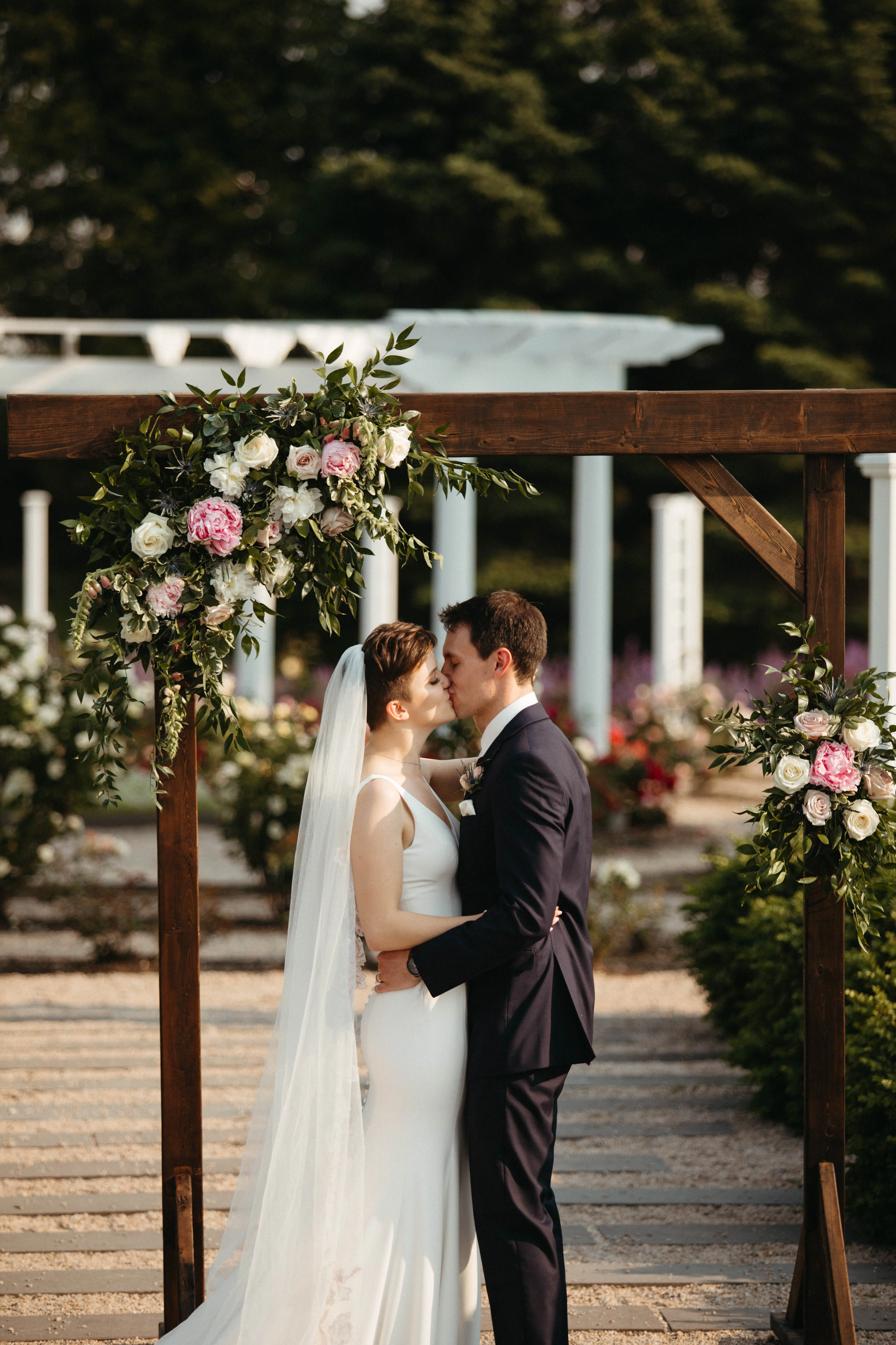 Bride In Minimalist Fit-and-flare Fernanda Maggie Sottero With Groom