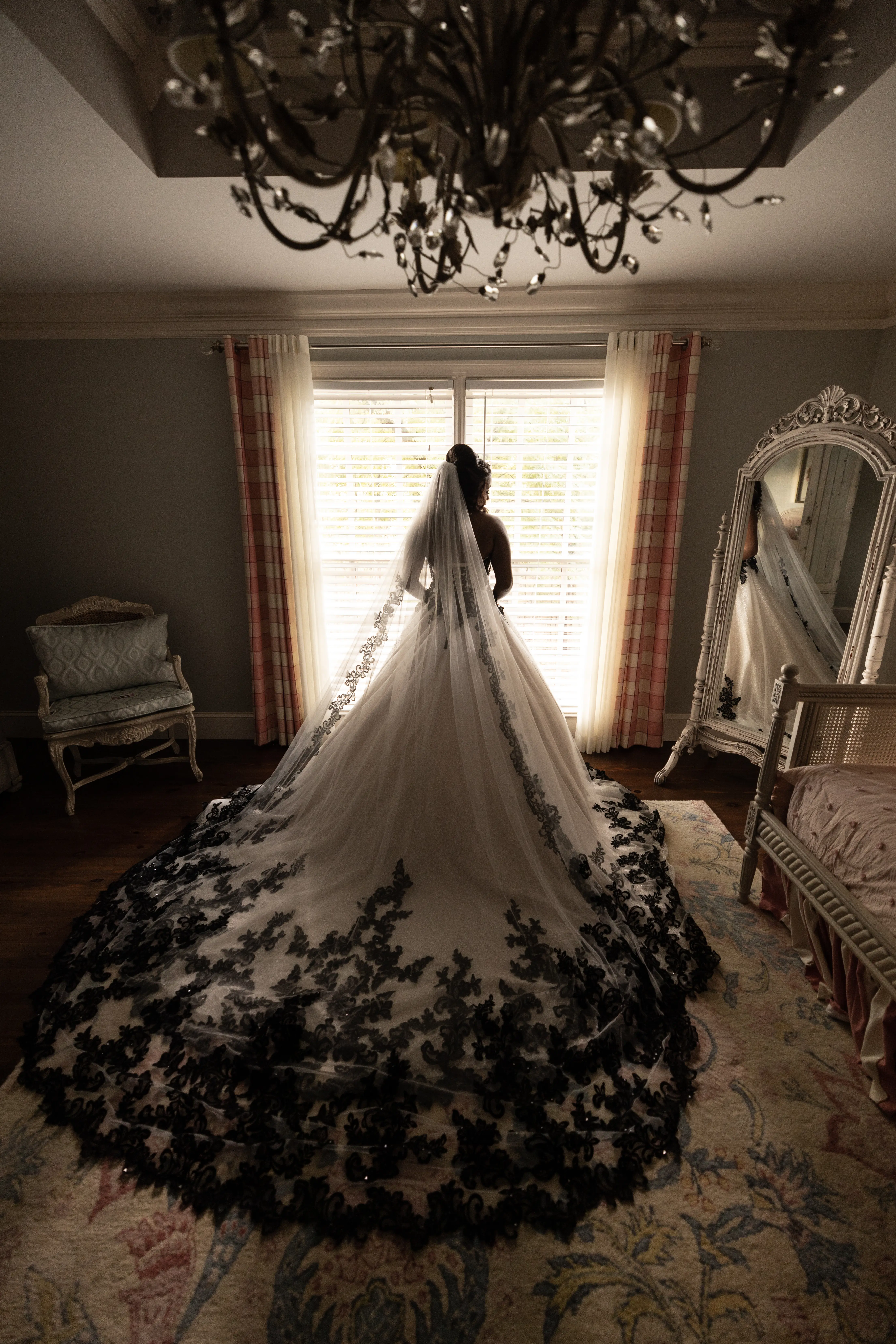 Bride Wearing Ball Gown With Black Lace Tristyn By Maggie Sottero
