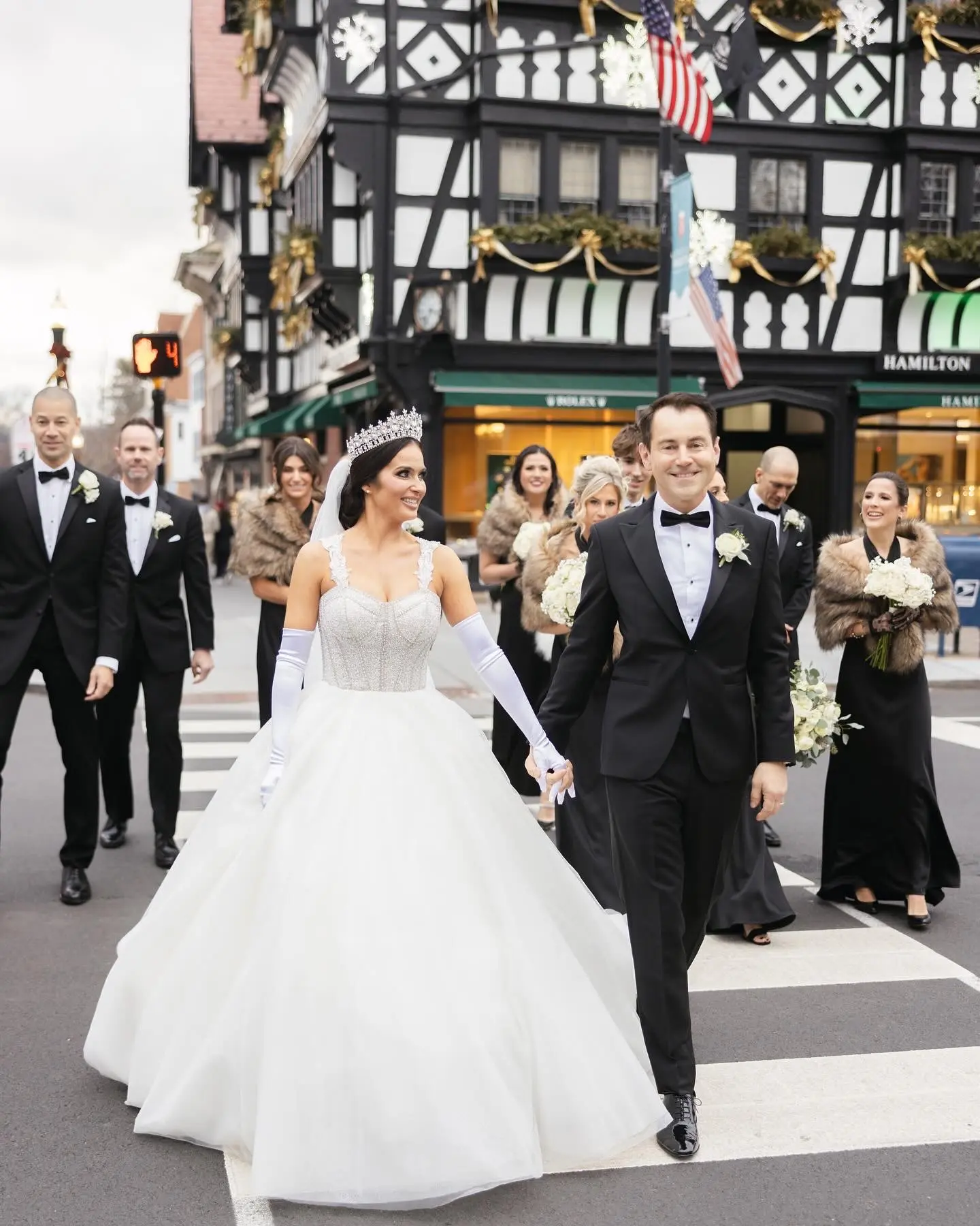 Bride Wearing Princess Ballgown Called Elton By Sottero And Midgley Holding Hands With Groom