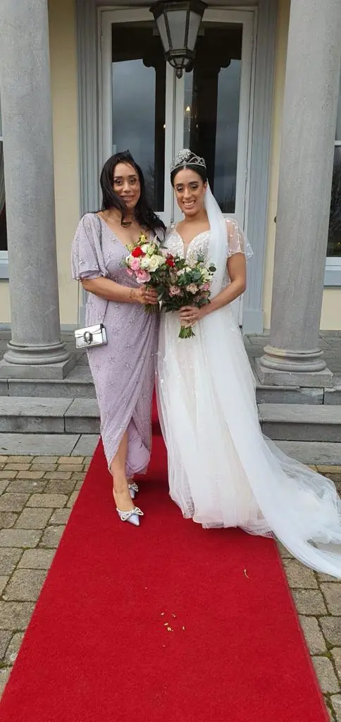 Bride In Wedding Dress With Flutter Sleeves Called Paige By Maggie Sottero