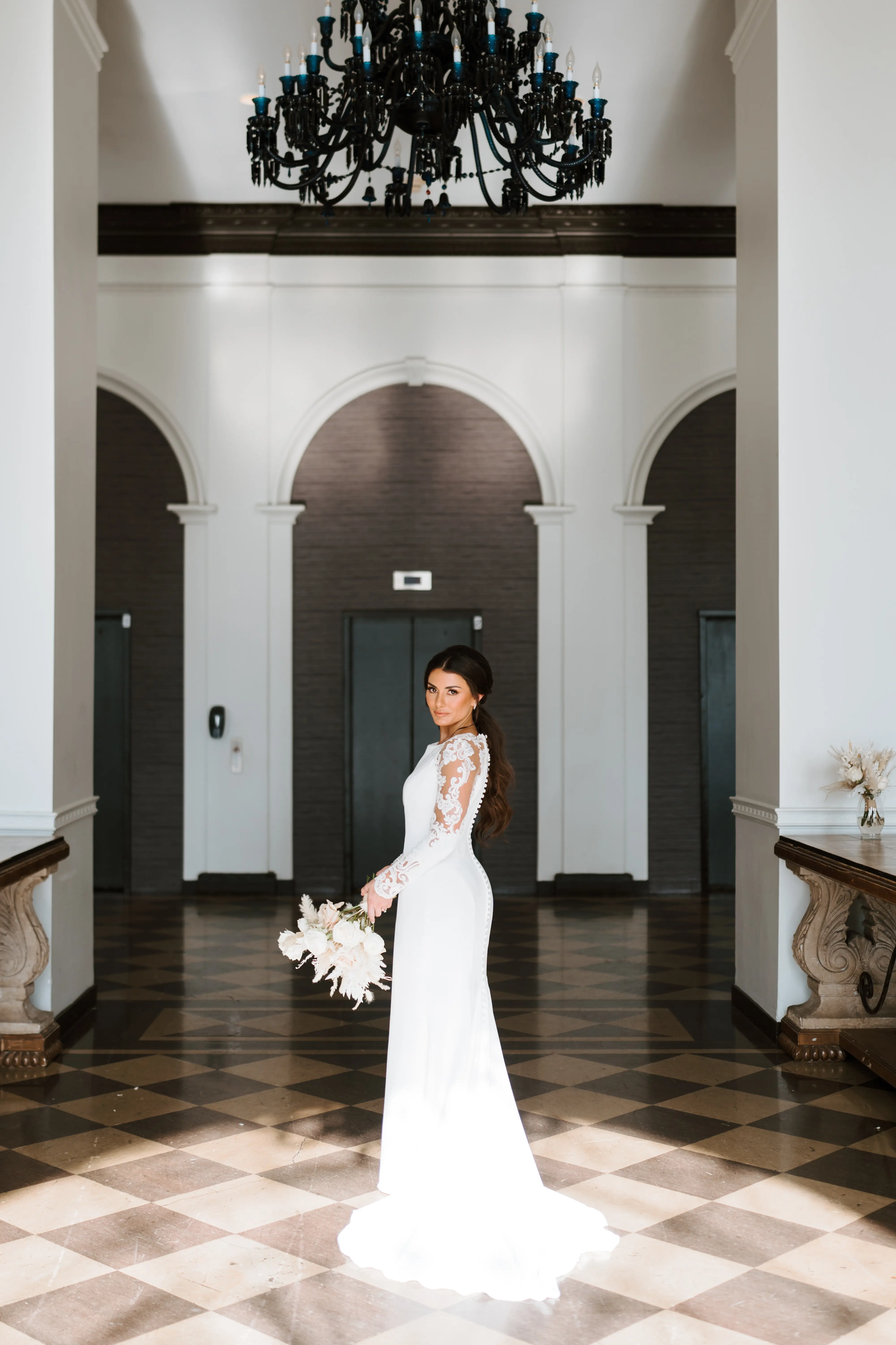 Bride in Modest Wedding Dress Called Bethany By Rebecca Ingram