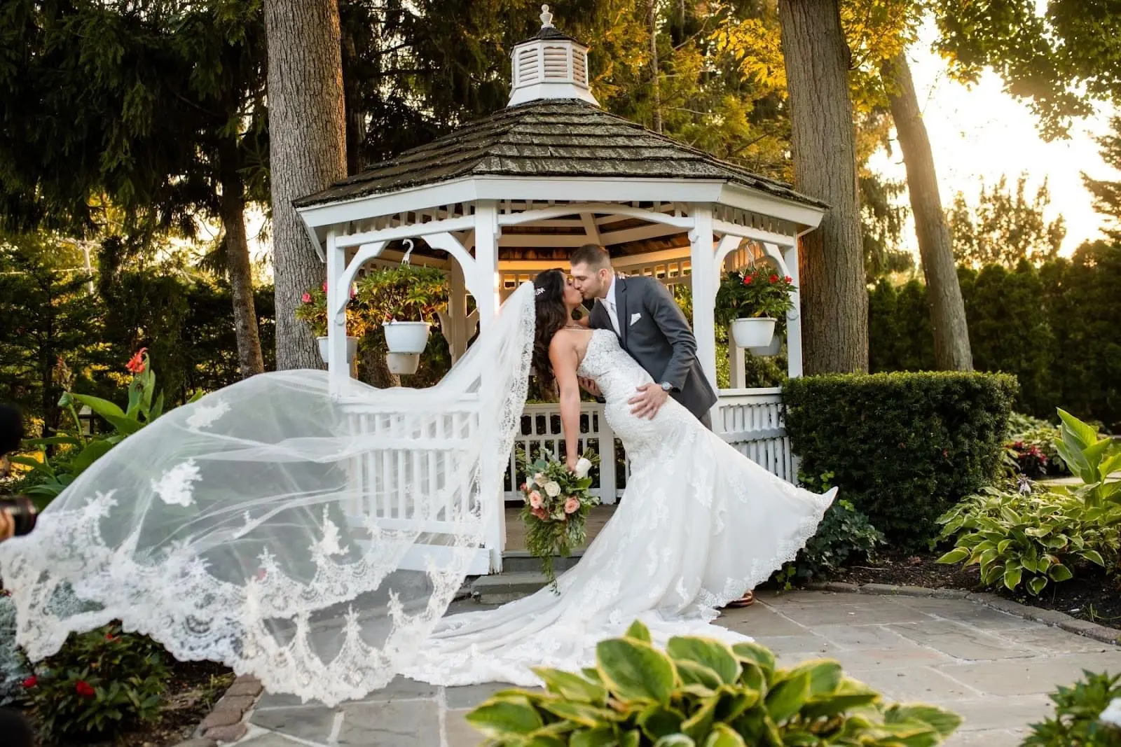 Groom With Bride Wearing Sparkly Lace Fit-And-Flare Fiona By Maggie Sottero