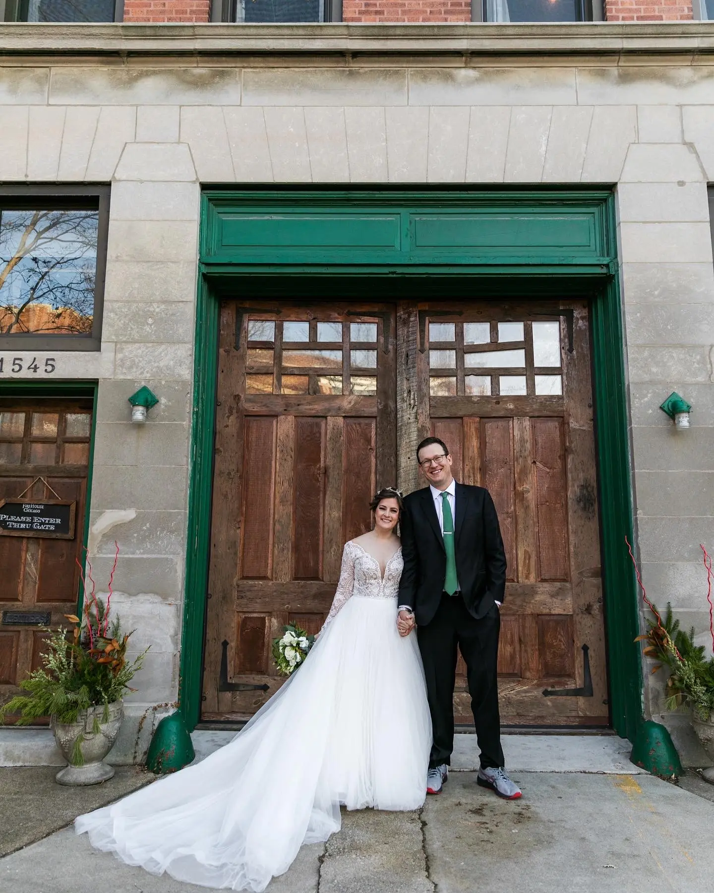 Groom With Bride Wearing Long Sleeve Ballgown Mallory Dawn By Maggie Sottero