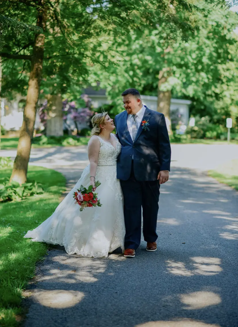 Groom With Bride Wearing Elegant Lace Ballgown Trinity Lynette By Maggie Sottero