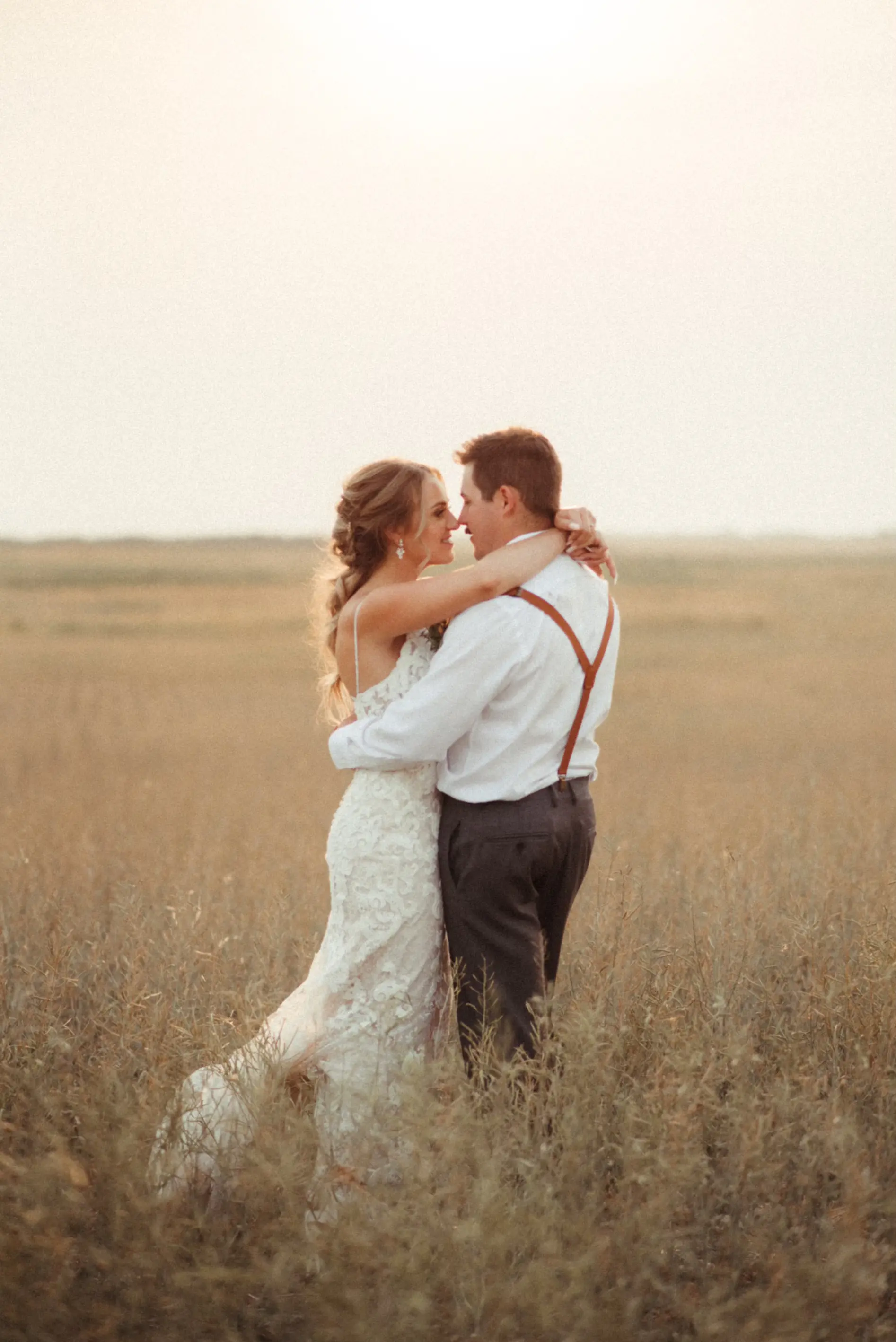 Groom With Bride Wearing Romantic Lace Sheath Wedding Dress Tuscany Lynette By Maggie Sottero