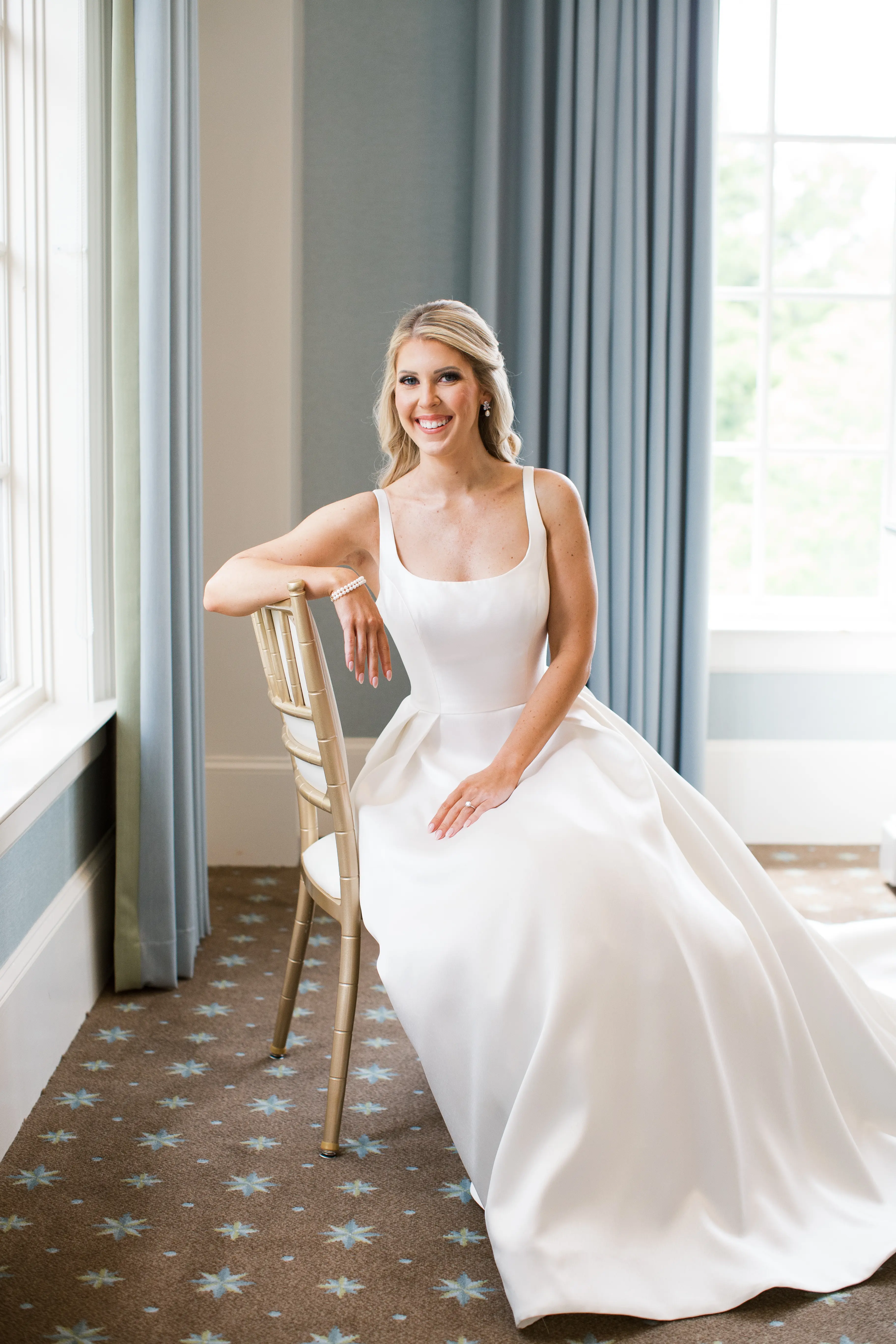 Bride In Satin A-Line Wedding Dress Called Selena By Maggie Sottero