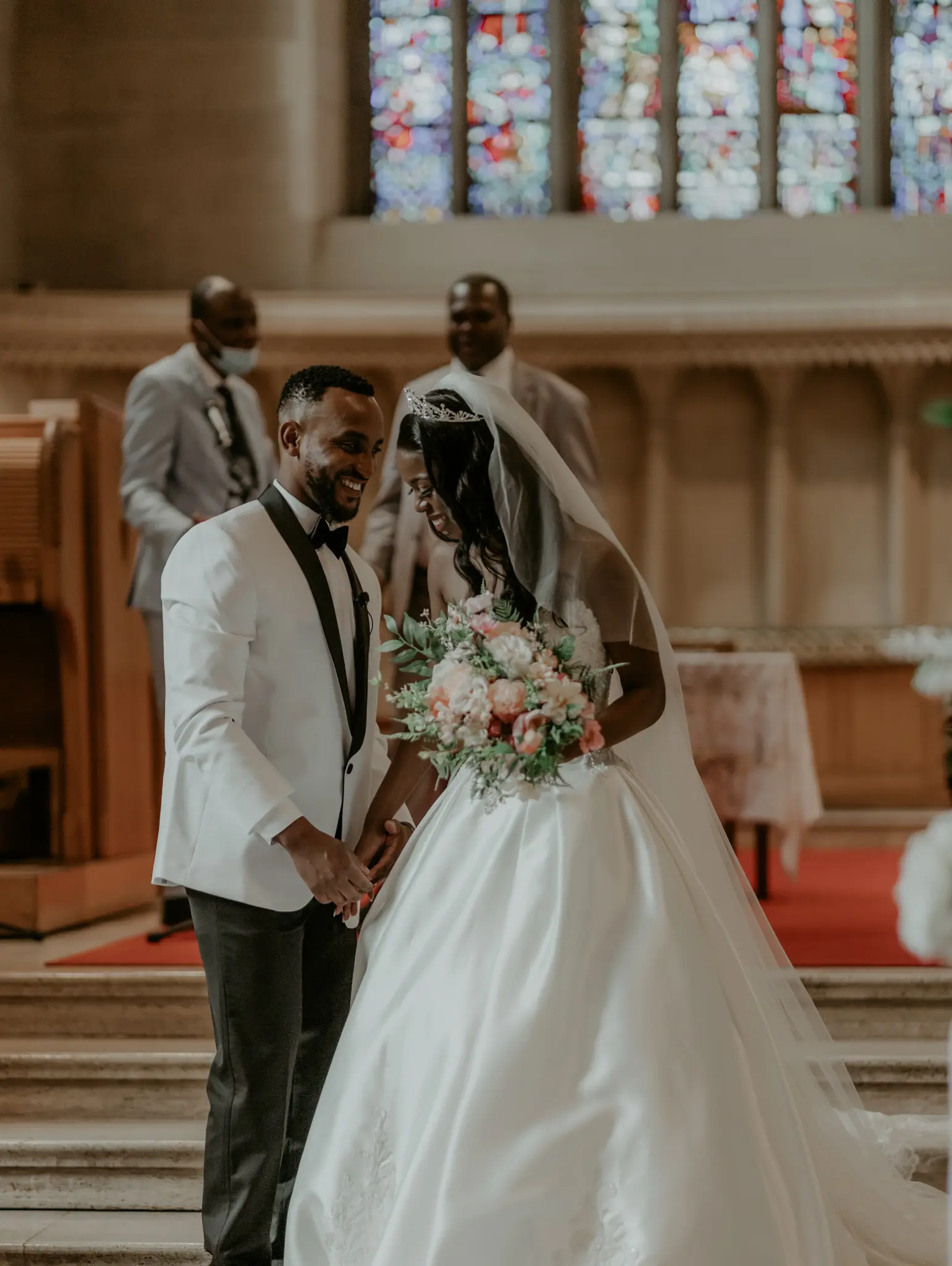 Groom With Bride Wearing Satin Ball Gown Kimora By Sottero And Midgley