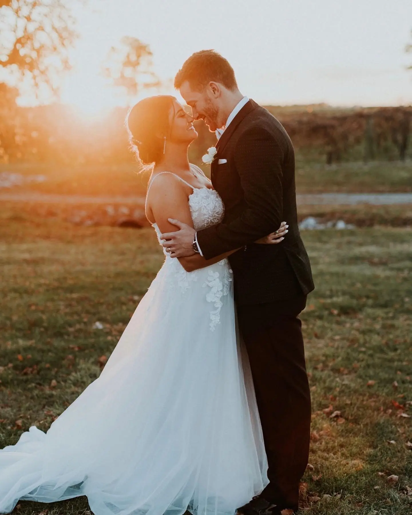Groom With Bride Wearing Cold Shoulder Princess Wedding Gown Stevie By Maggie Sottero