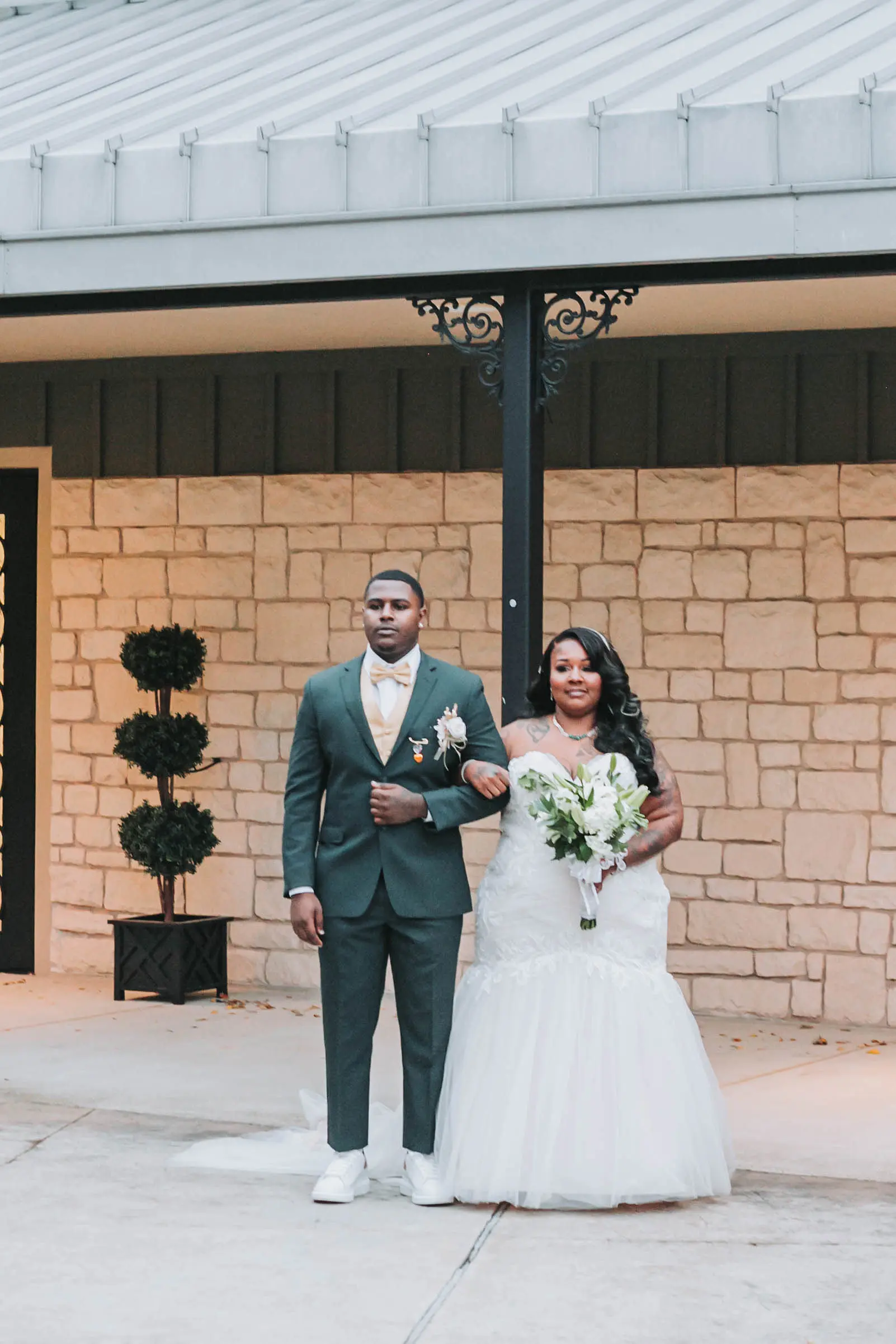Real Bride in Ruched Tulled Mermaid Wedding Dress with Beaded Lace Motifs Called Georgia by Rebecca Ingram