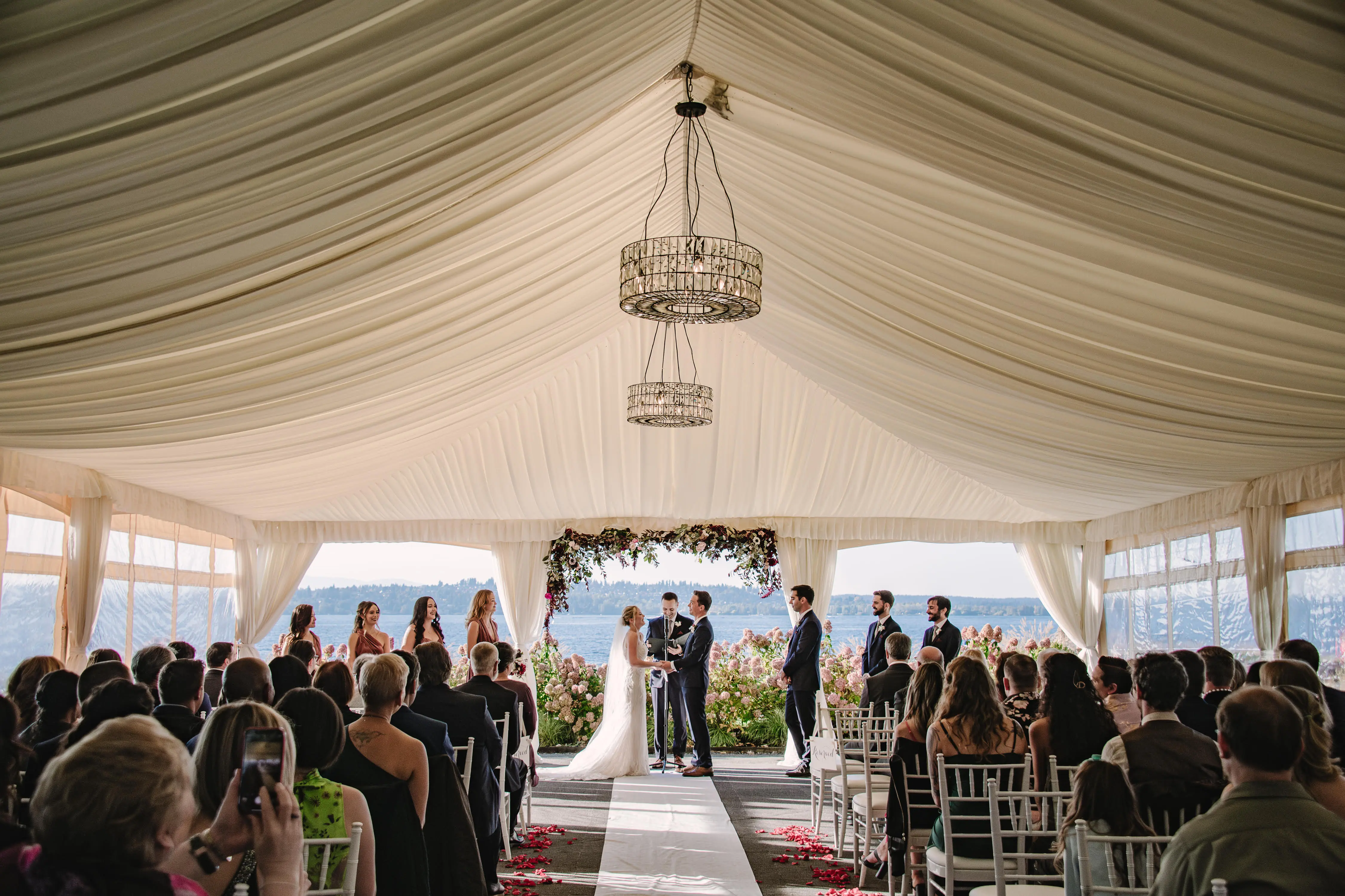 Bride Wearing Beaded Wedding Dress Called Luella By Sottero And Midgley With Groom At The Ceremony