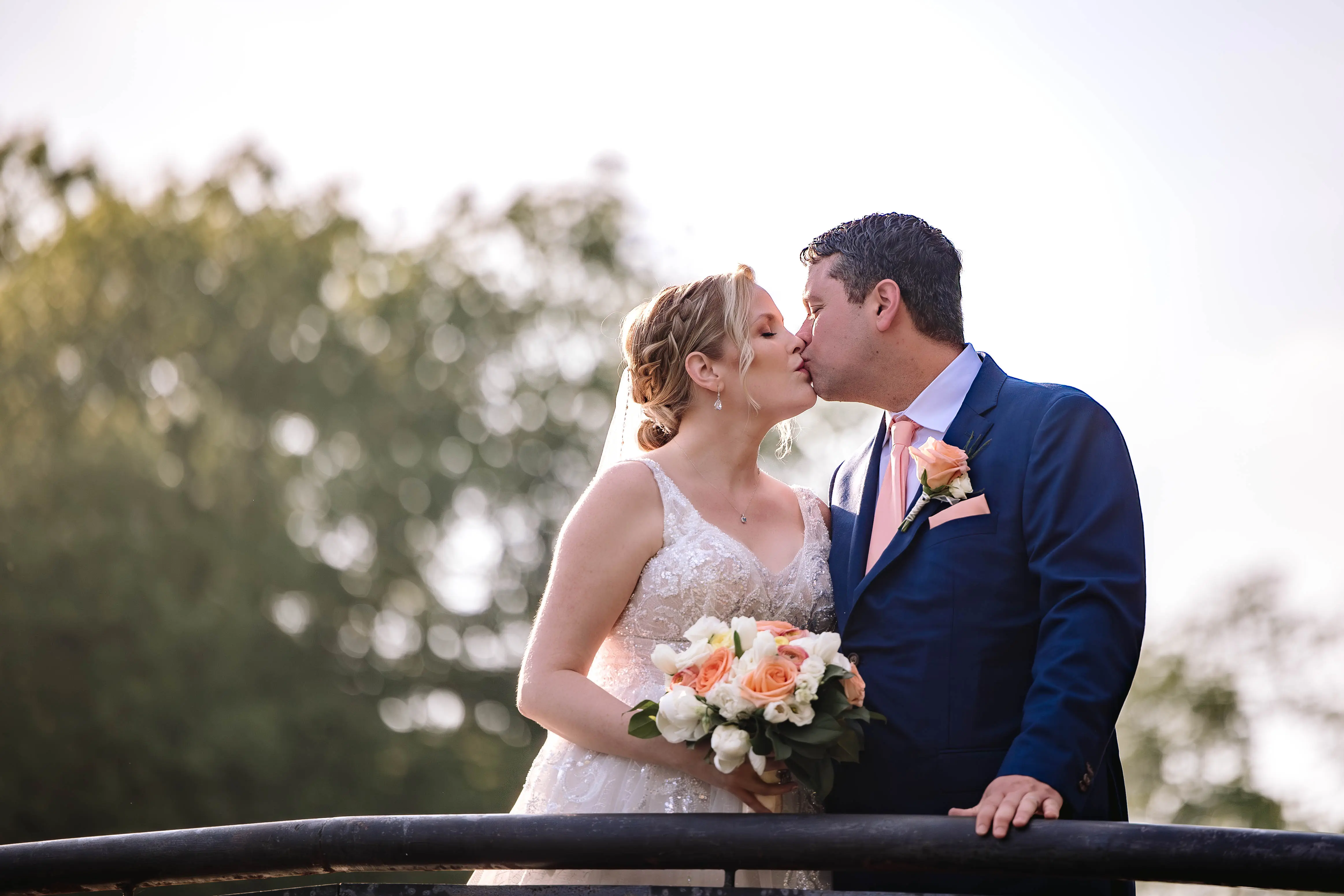Bride In Sequin V-Neck Verina Sottero and Midgley With Groom