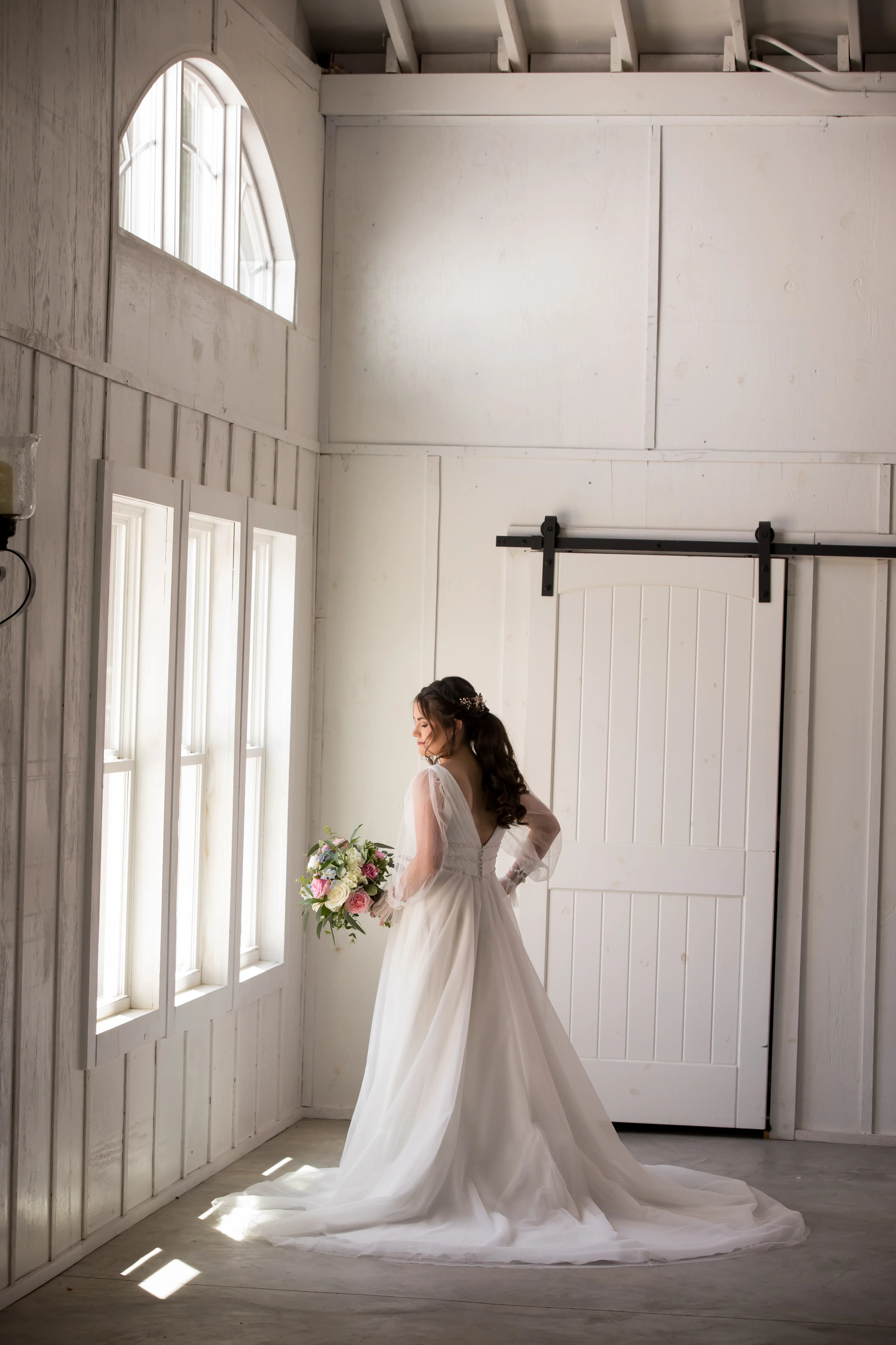 Bride Wearing A-Line Vintage Wedding Dress Joanne By Rebecca Ingram