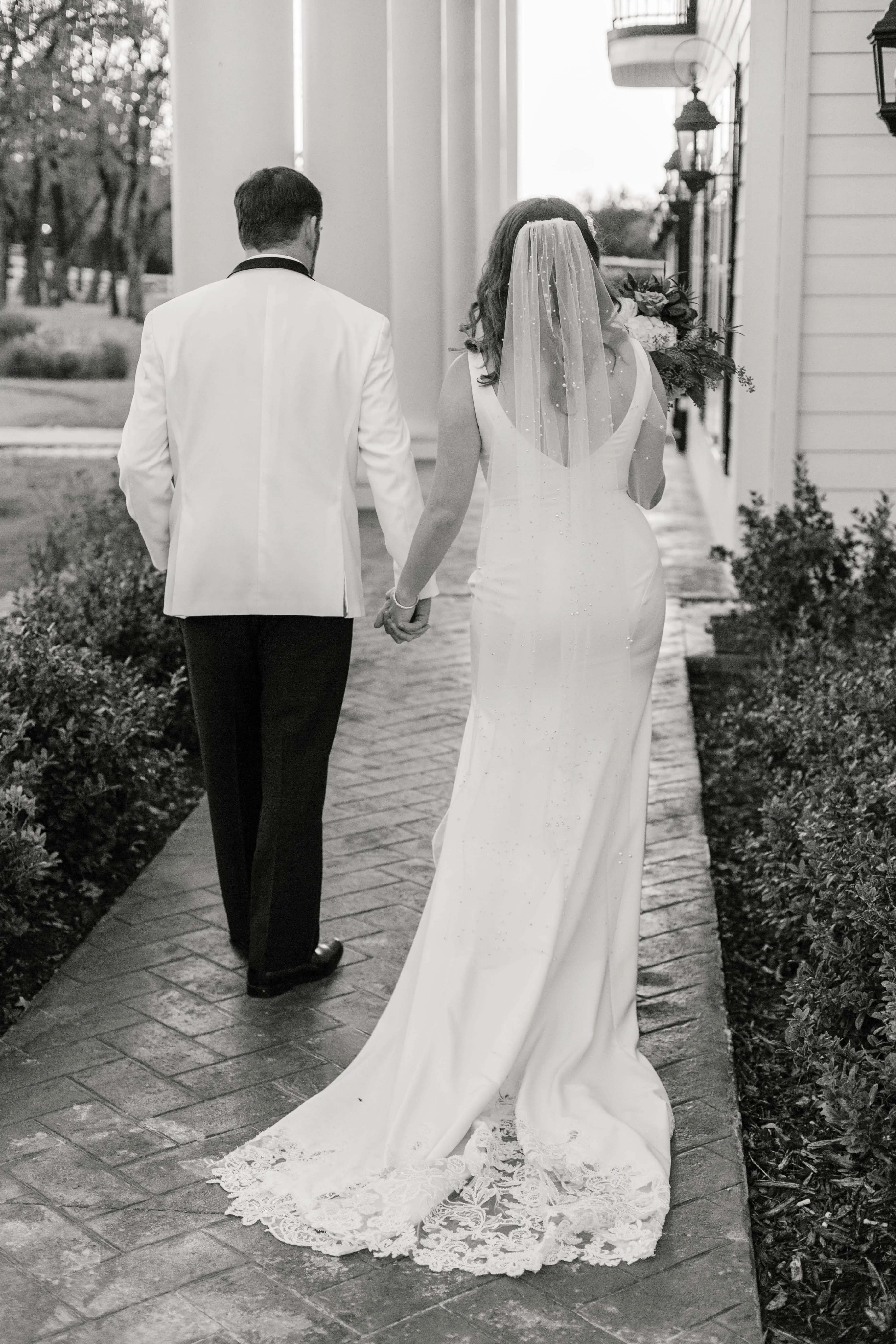 Groom With Bride Wearing Classic Sheath Wedding Dress Alice By Rebecca Ingram