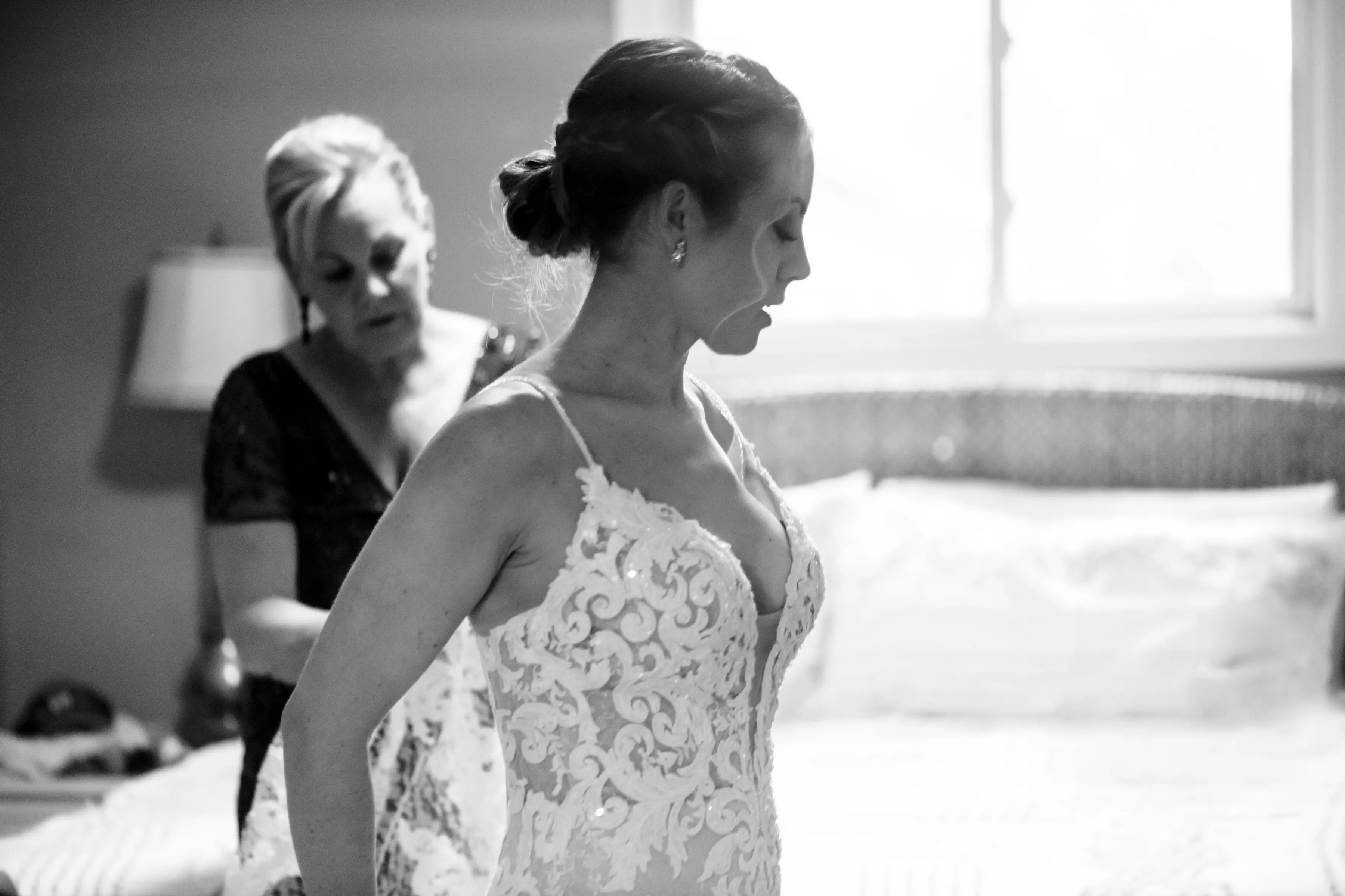 Bride Wearing Lace Sheath Wedding Dress Tuscany Lynette By Maggie Sottero