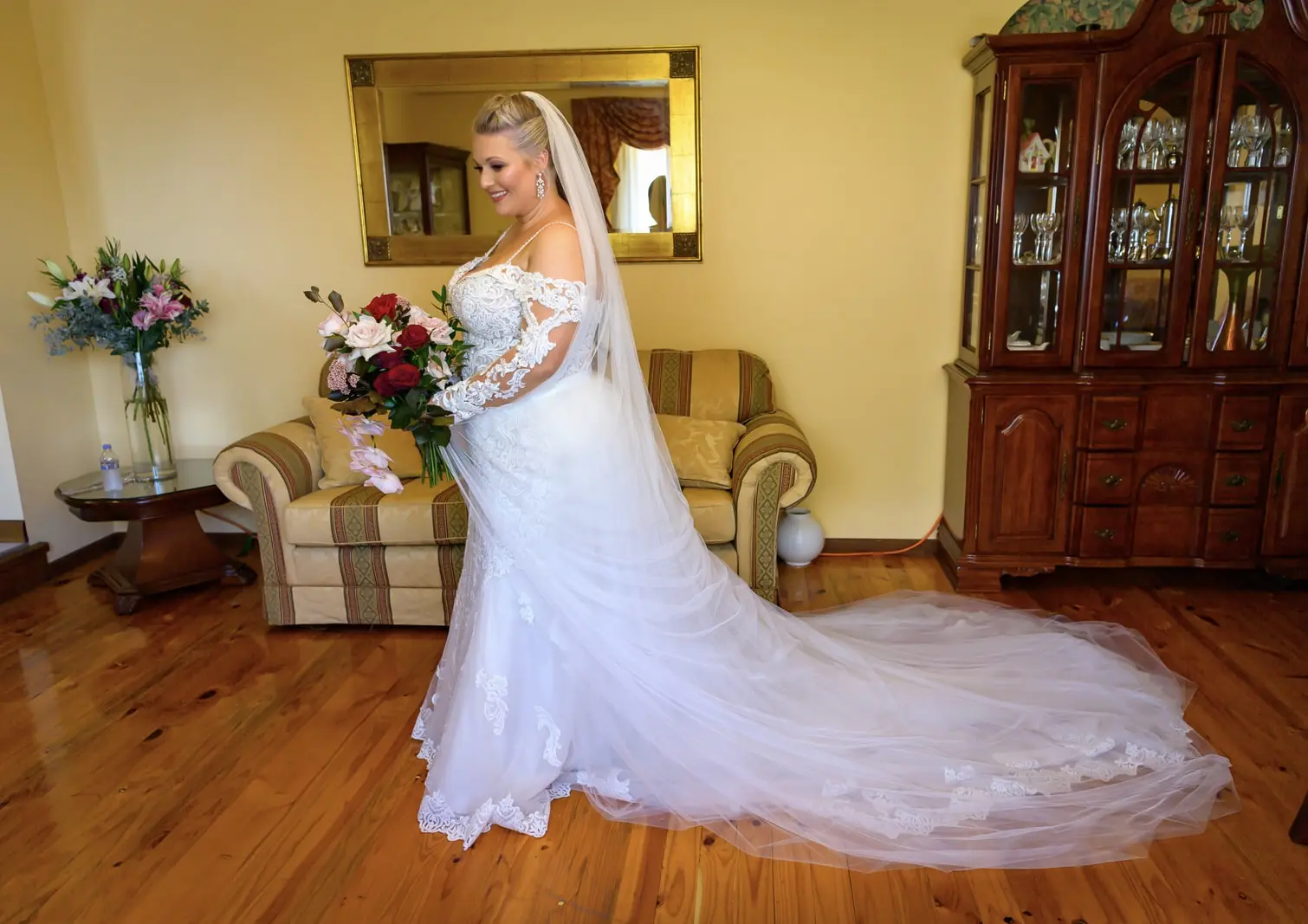 Bride in Lace Wedding Dress Fiona