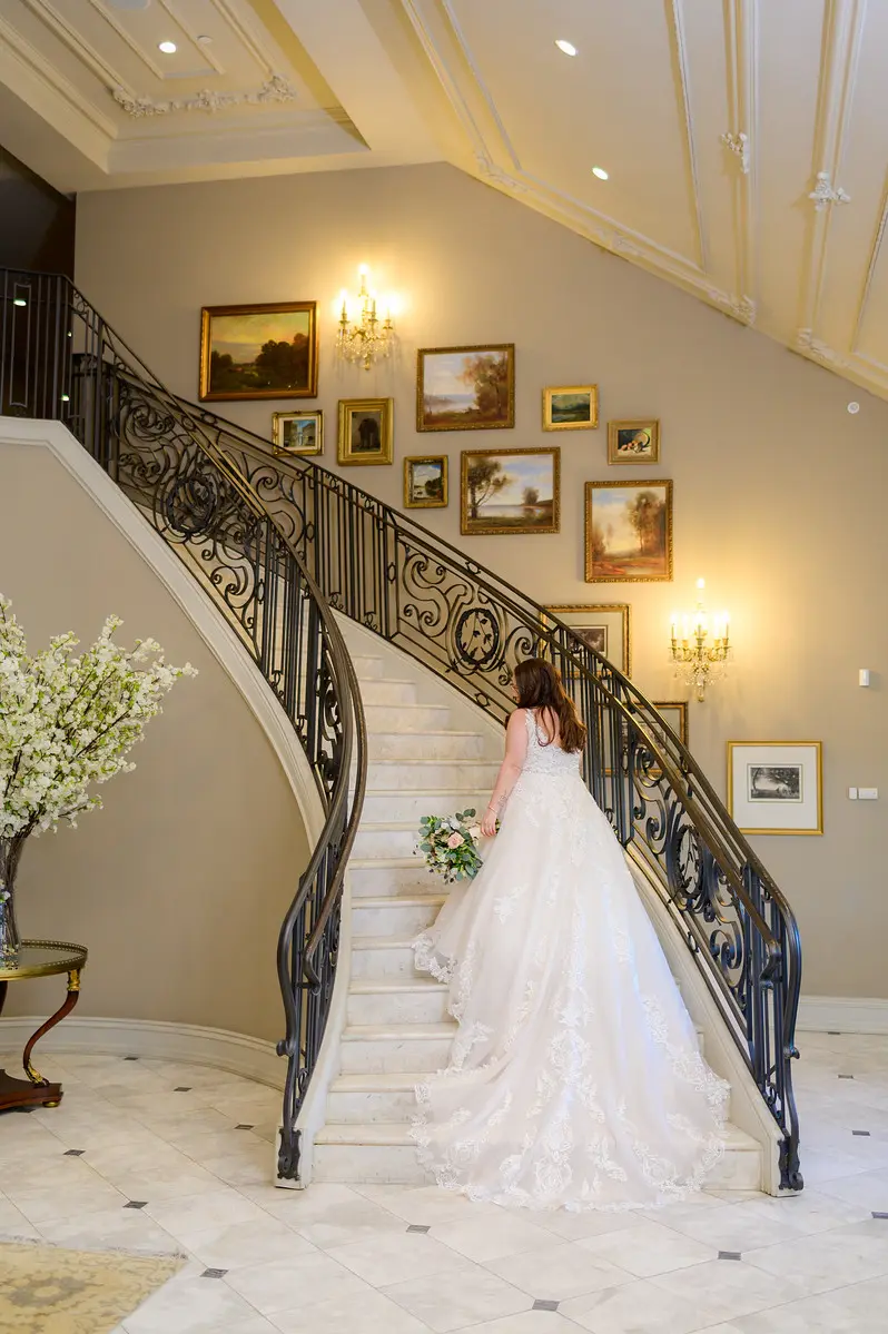 Bride in V neck ballgown called Trinity Lynette by Maggie Sottero