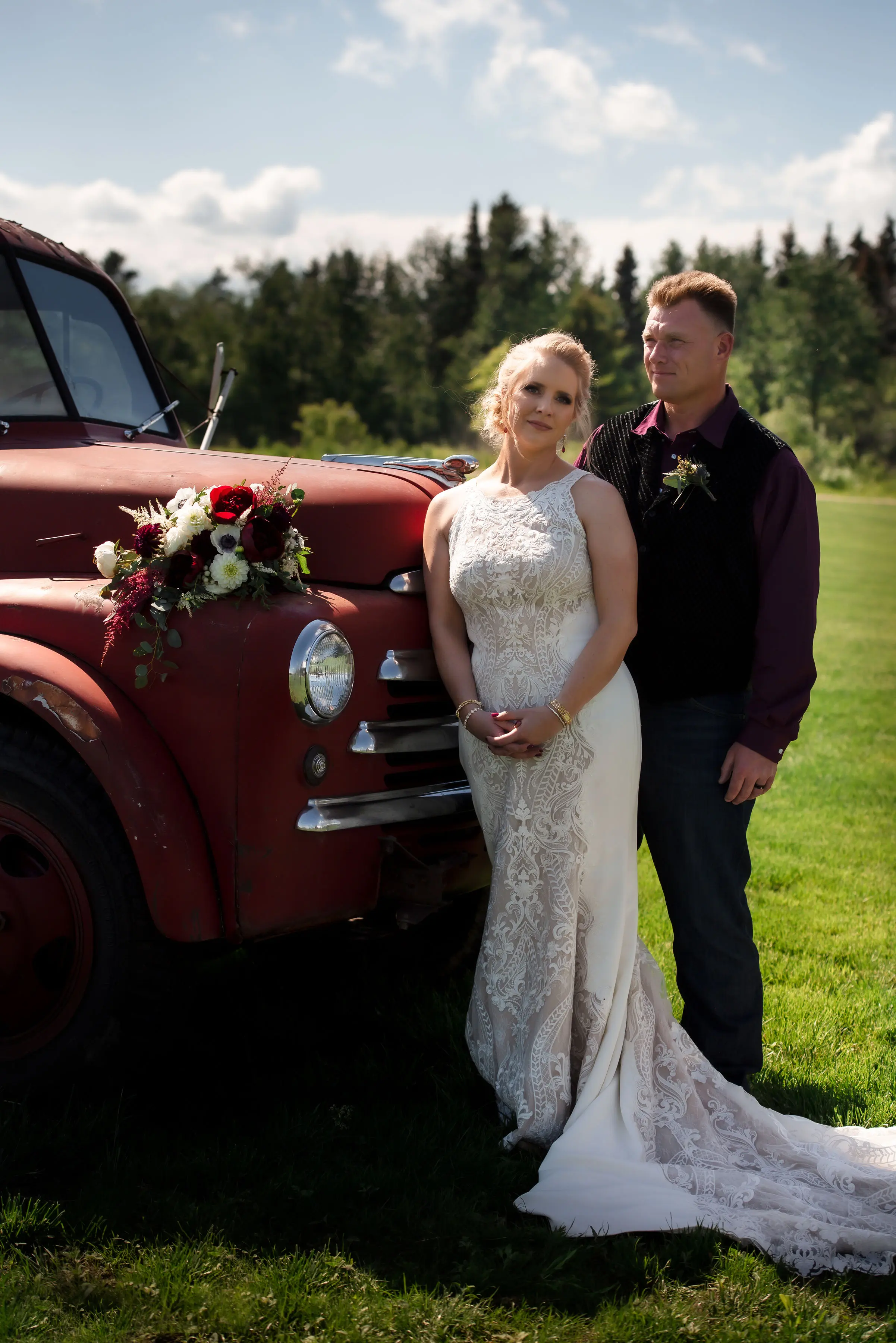 Groom With Bride Wearing Modern Halter Fit-And-Flare Wedding Dress Kevyn By Sottero And Midgley