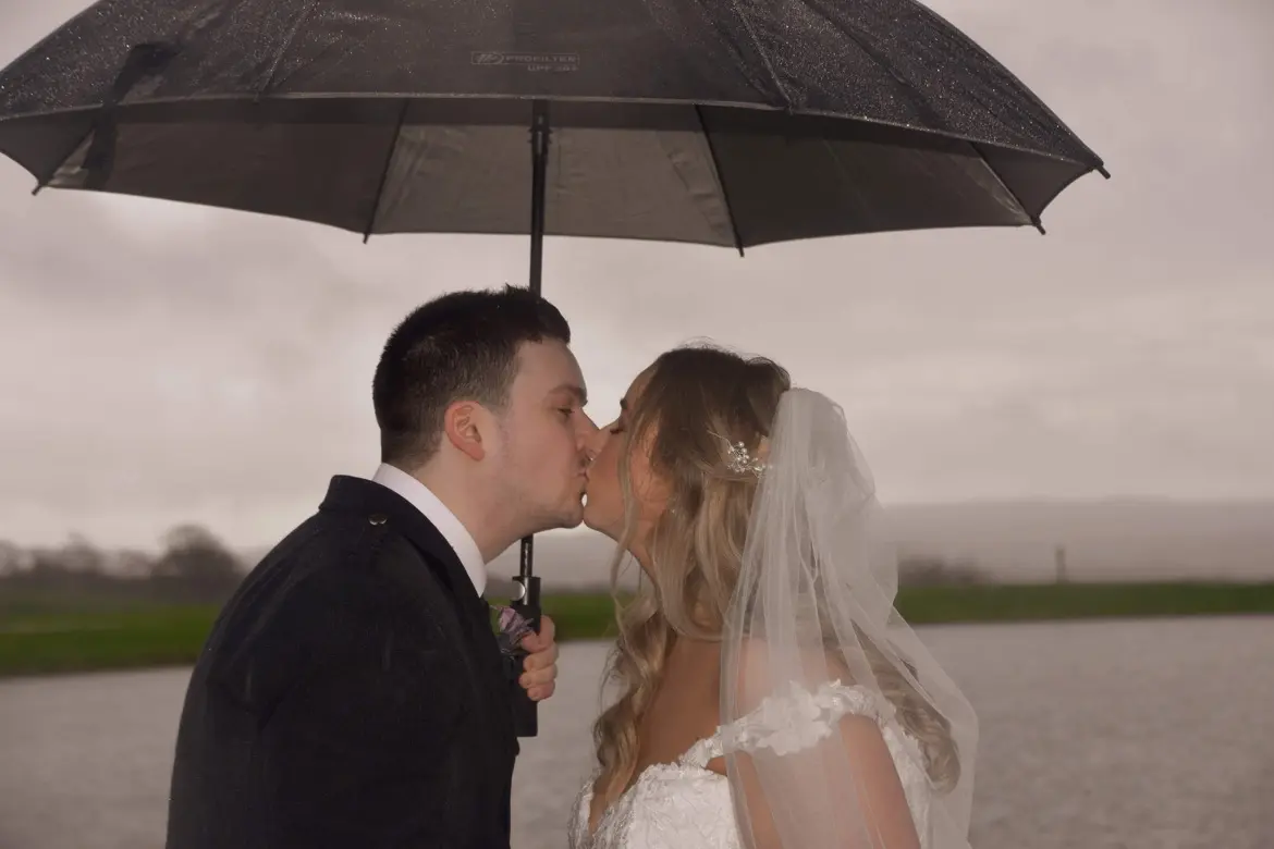 Bride In Lace Ballgown Called Harlem By Maggie Sottero With Groom