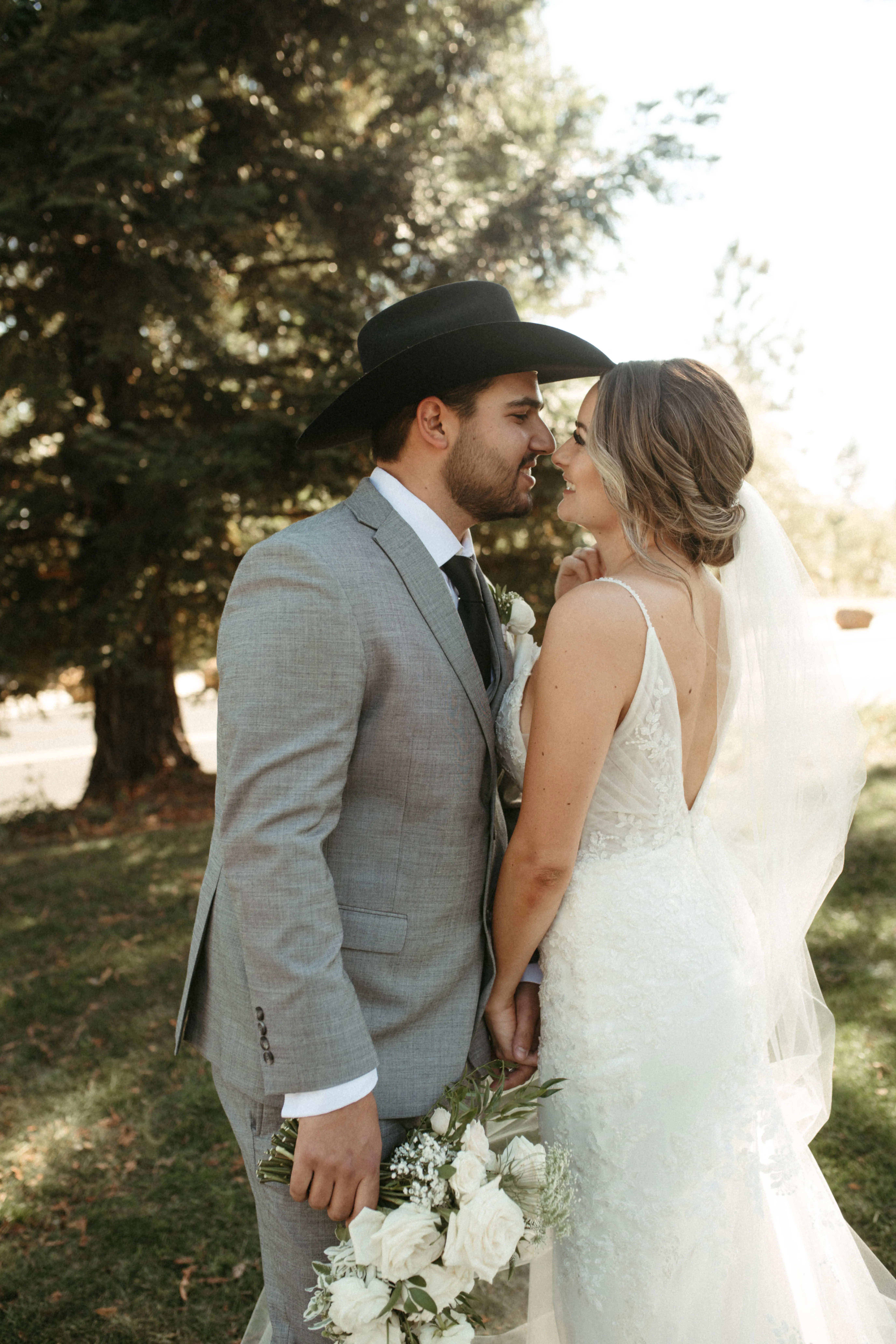 Groom With Bride Wearing Sparkly Lace Fit-And-Flare Fontaine By Maggie Sottero