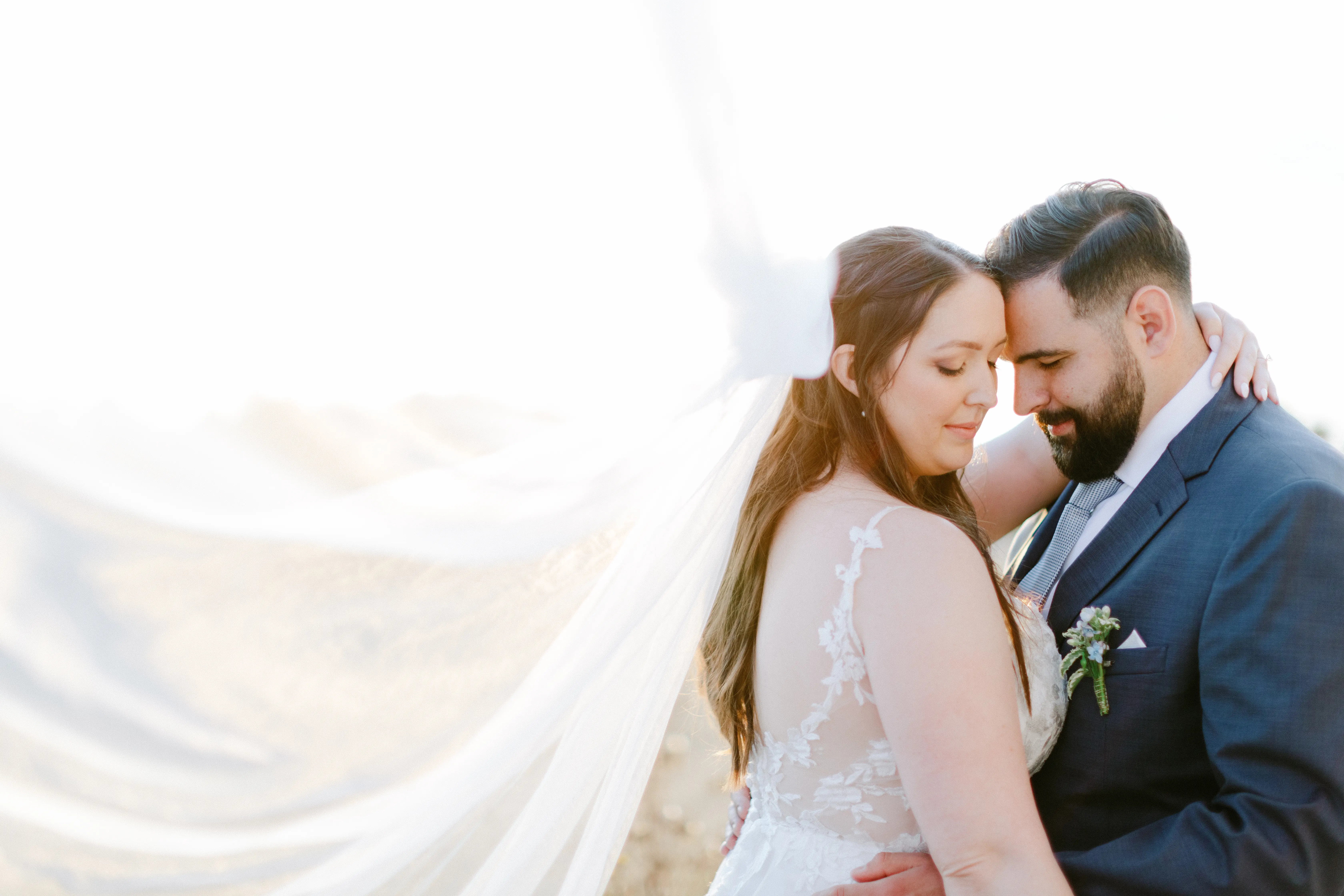 Bride In Lace A-line Winter Maggie Sottero With Groom