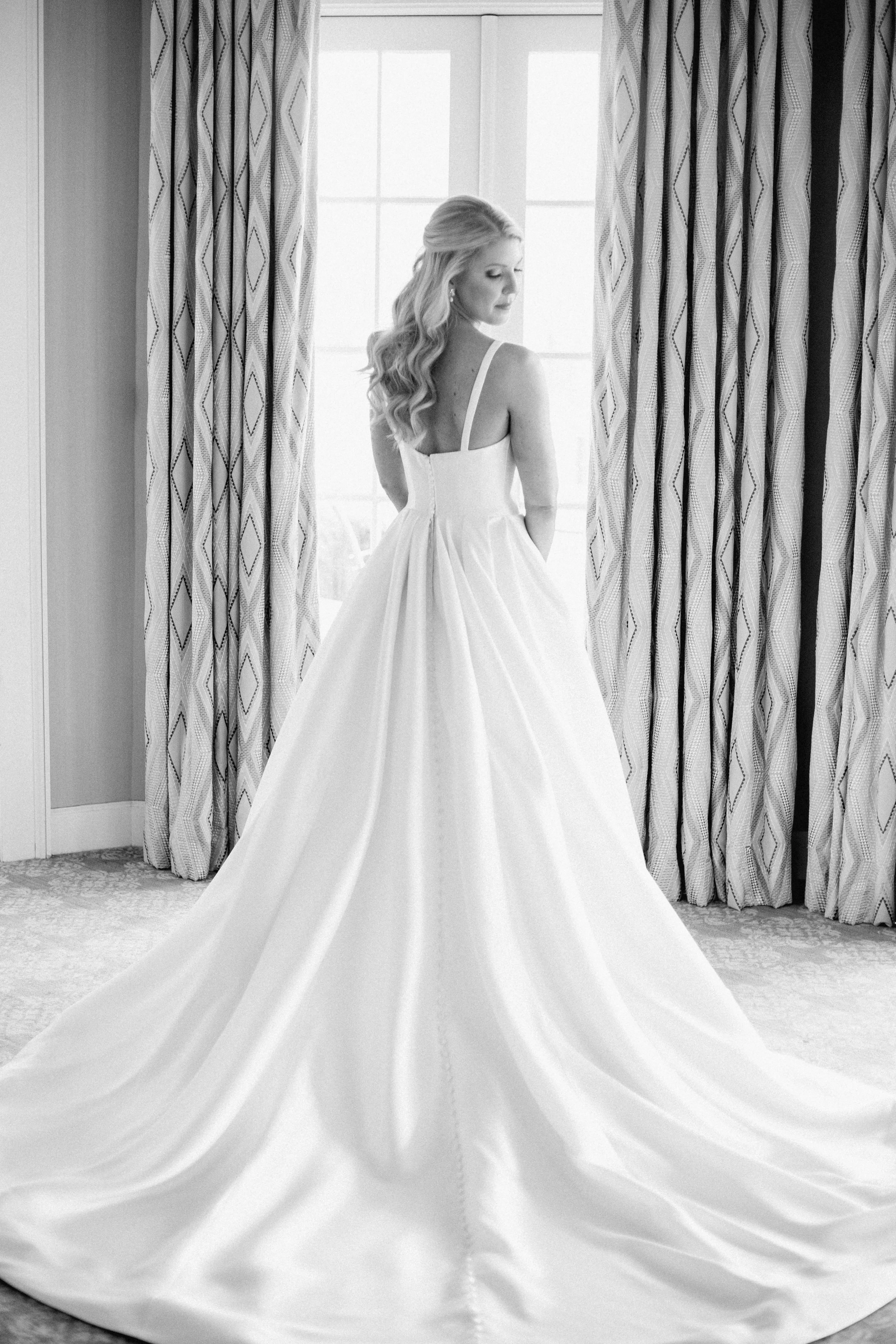 Bride In Satin A-Line Wedding Dress Called Selena By Maggie Sottero