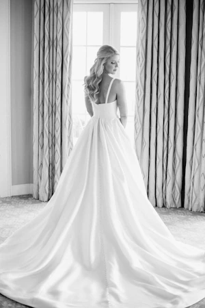 Bride In Satin A-Line Wedding Dress Called Selena By Maggie Sottero