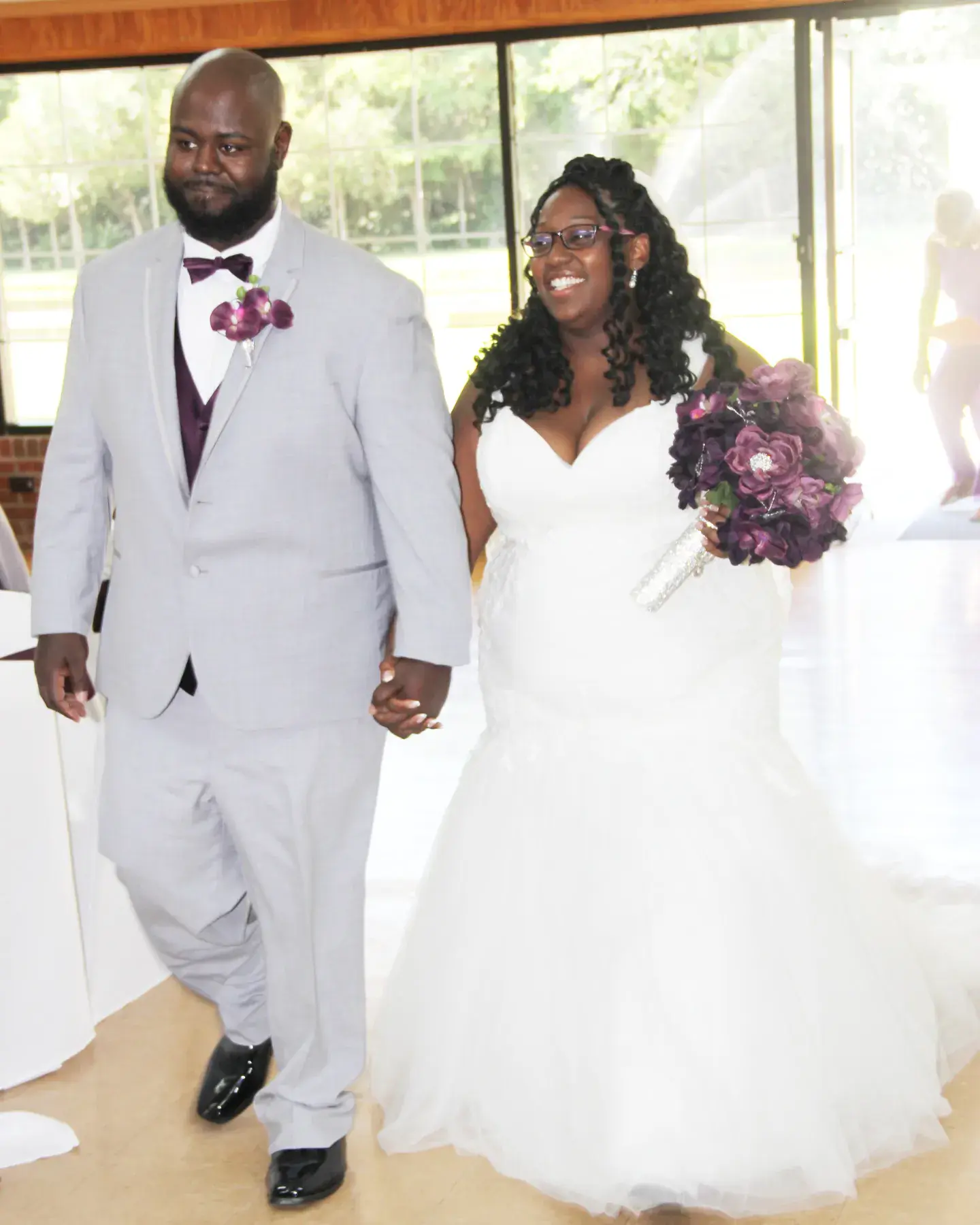 Bride Wearing Plus Size Mermaid Wedding Dress Called Georgia By Rebecca Ingram With Groom