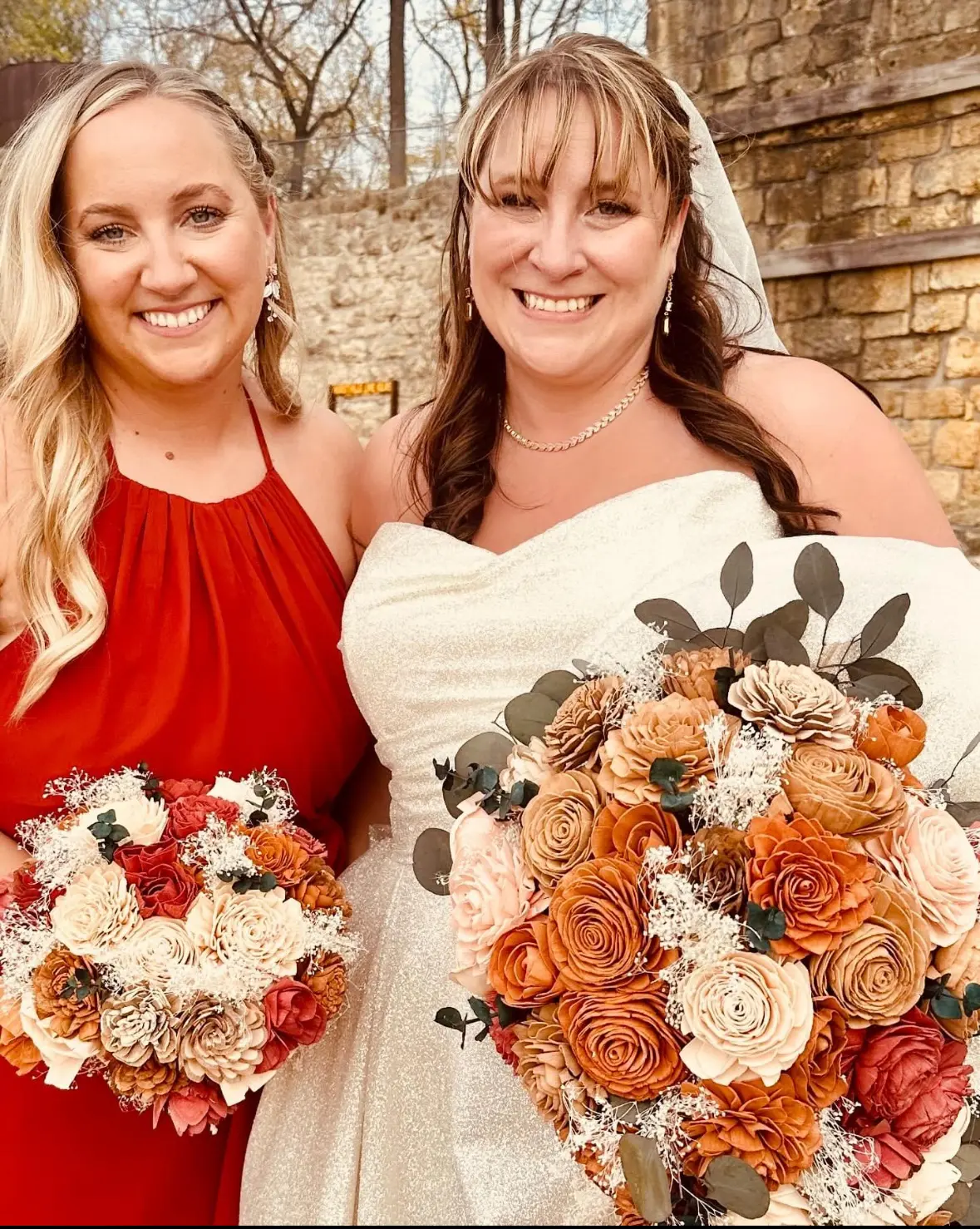 Bride Wearing Sparkly Aline Wedding Dress Called Anniston By Maggie Sottero With Maid Of Honor