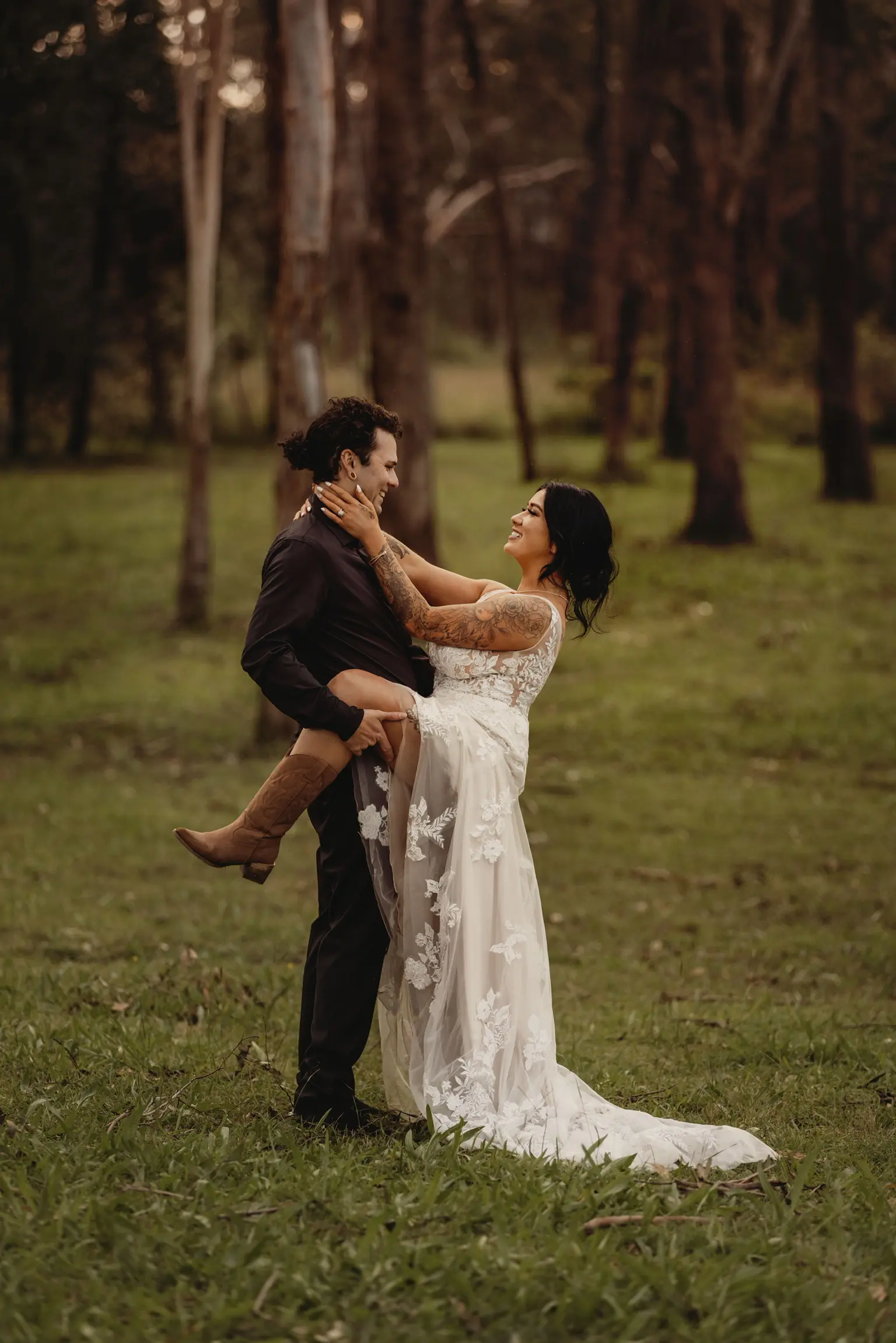 Bride In Cowboy Boots And Gown Called Greenley Lane By Maggie Sottero