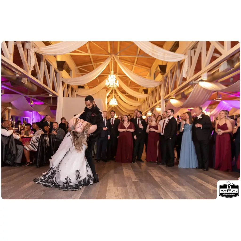 Real Bride in Black Lace Ball Gown Wedding Dress with Sweetheart Neckline Called Tristyn by Maggie Sottero