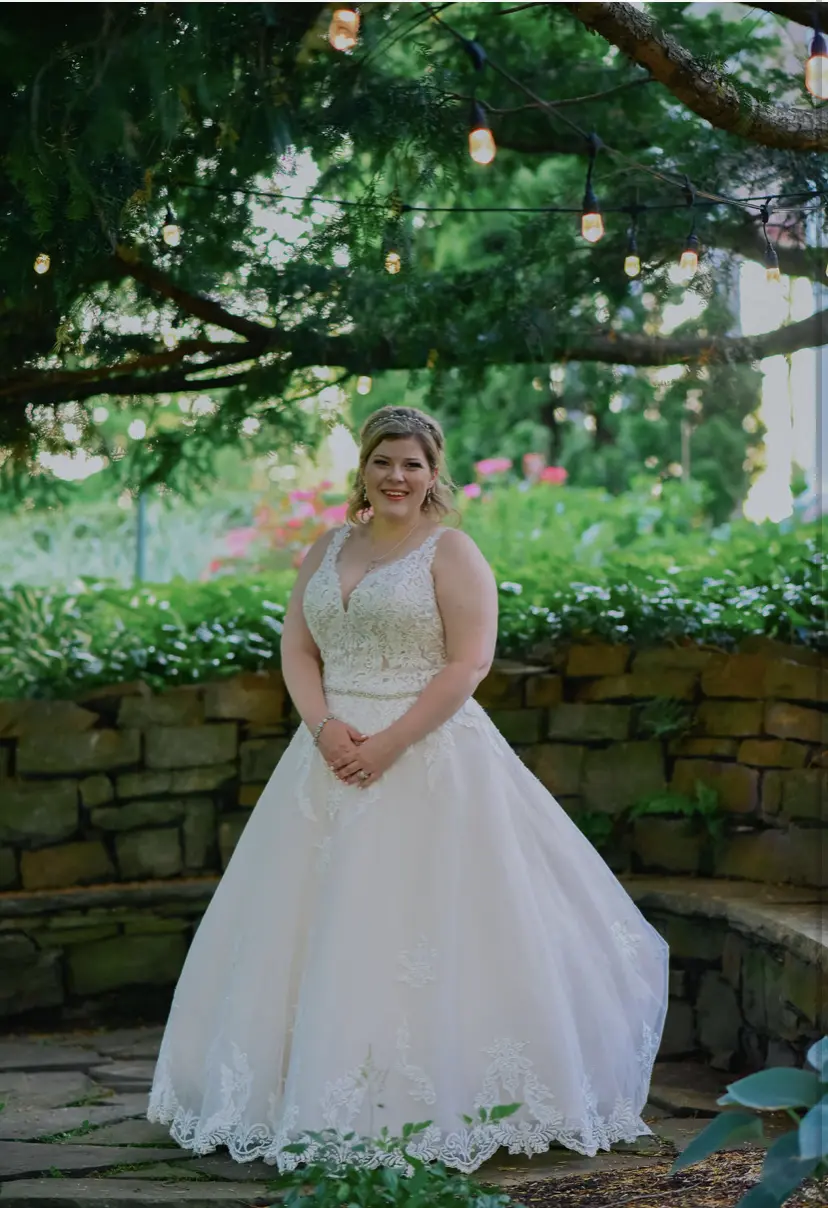 Bride Wearing Elegant Lace Ballgown Trinity Lynette By Maggie Sottero