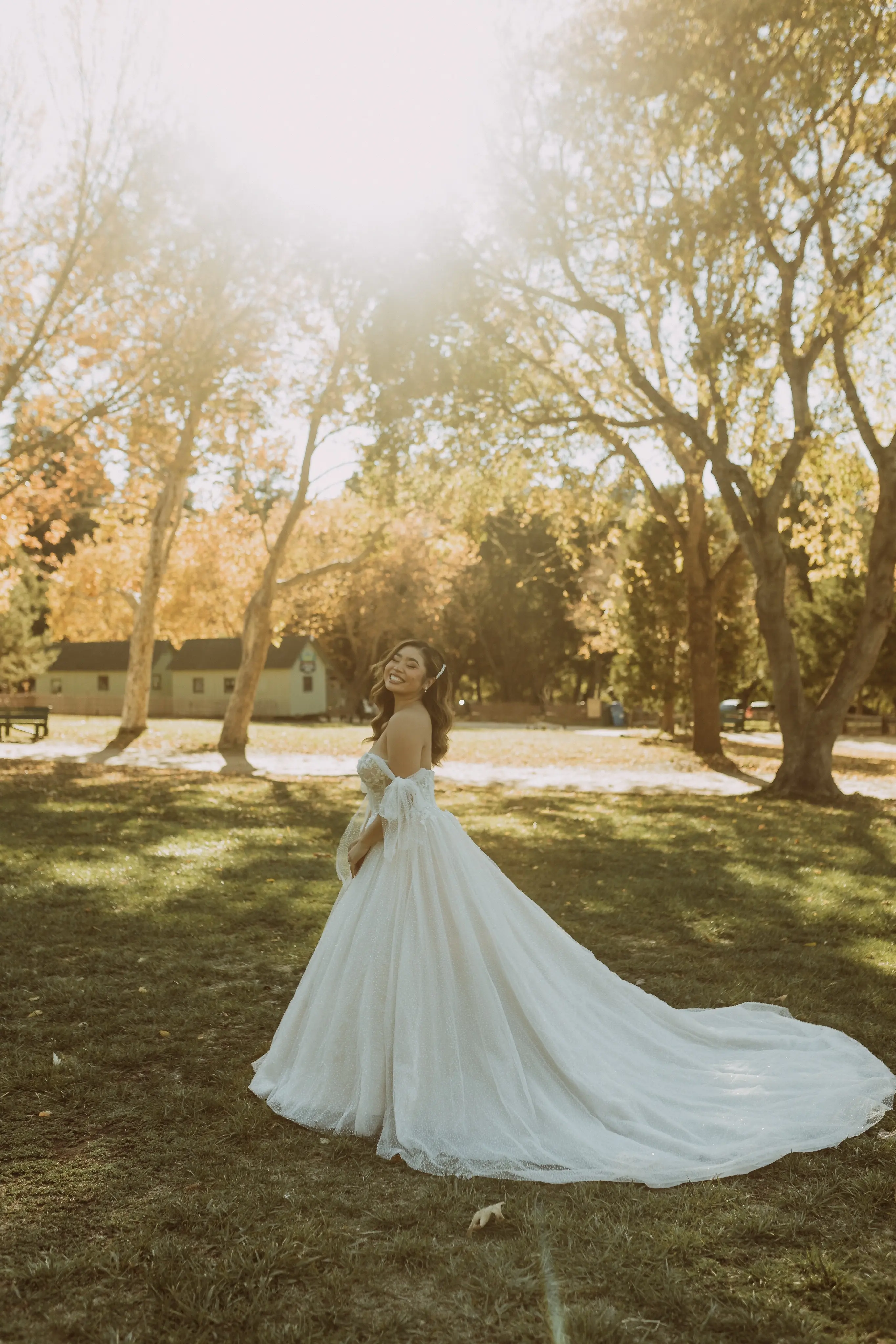 Bride In Sparkly Off-The-Shoulder Wedding Dress Called Shasta By Sottero And Midgley