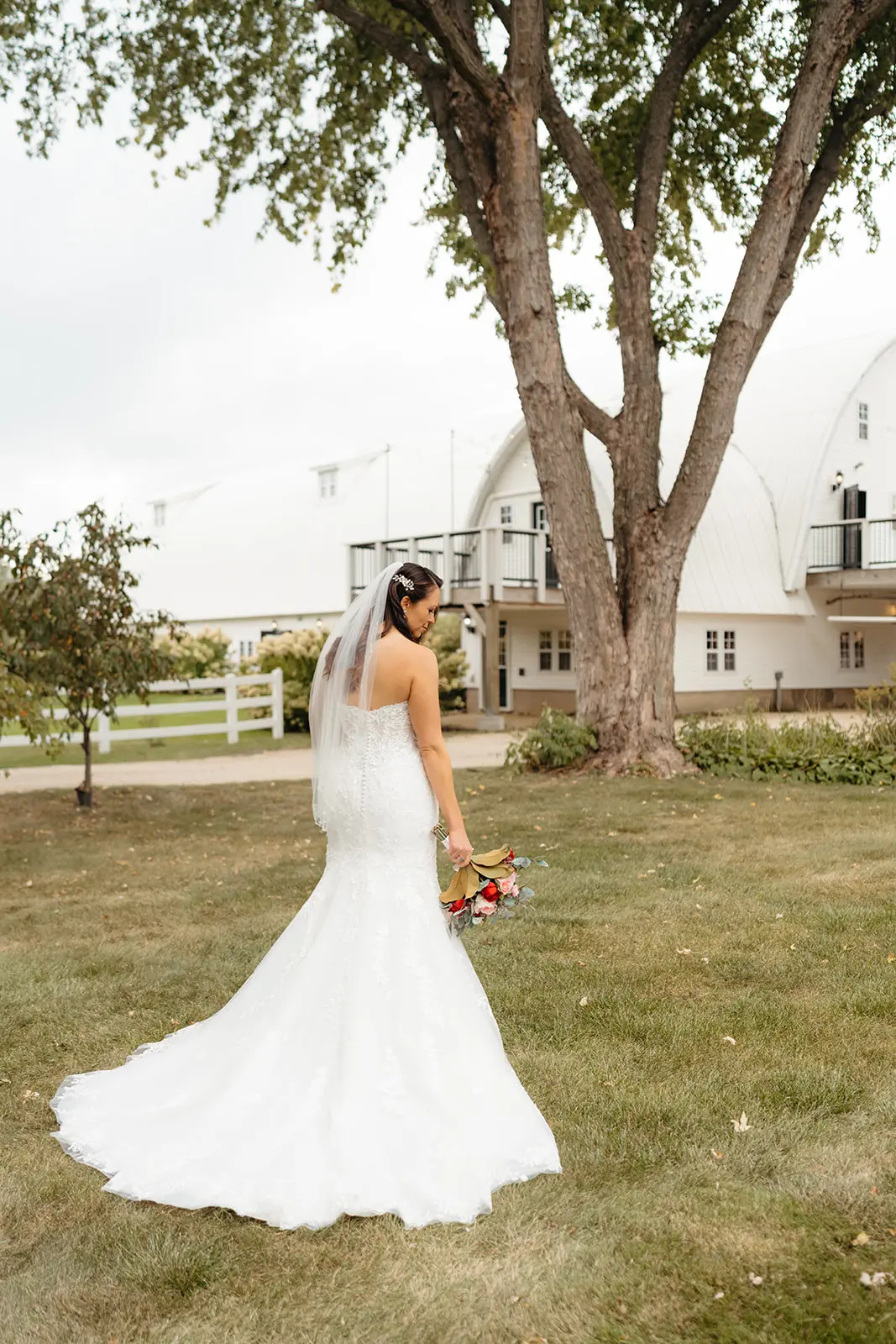 Bride Wearing Floral Beaded Mermaid Gown Lennon By Maggie Sottero
