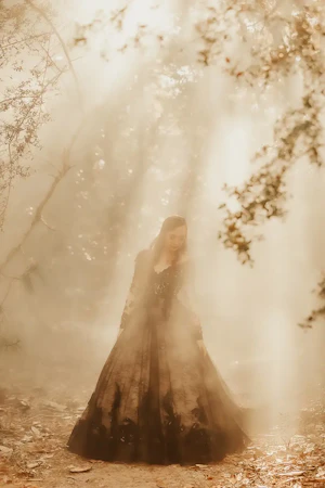 Bride Wearing Black Lace Ball Gown Zander By Sottero And Midgley