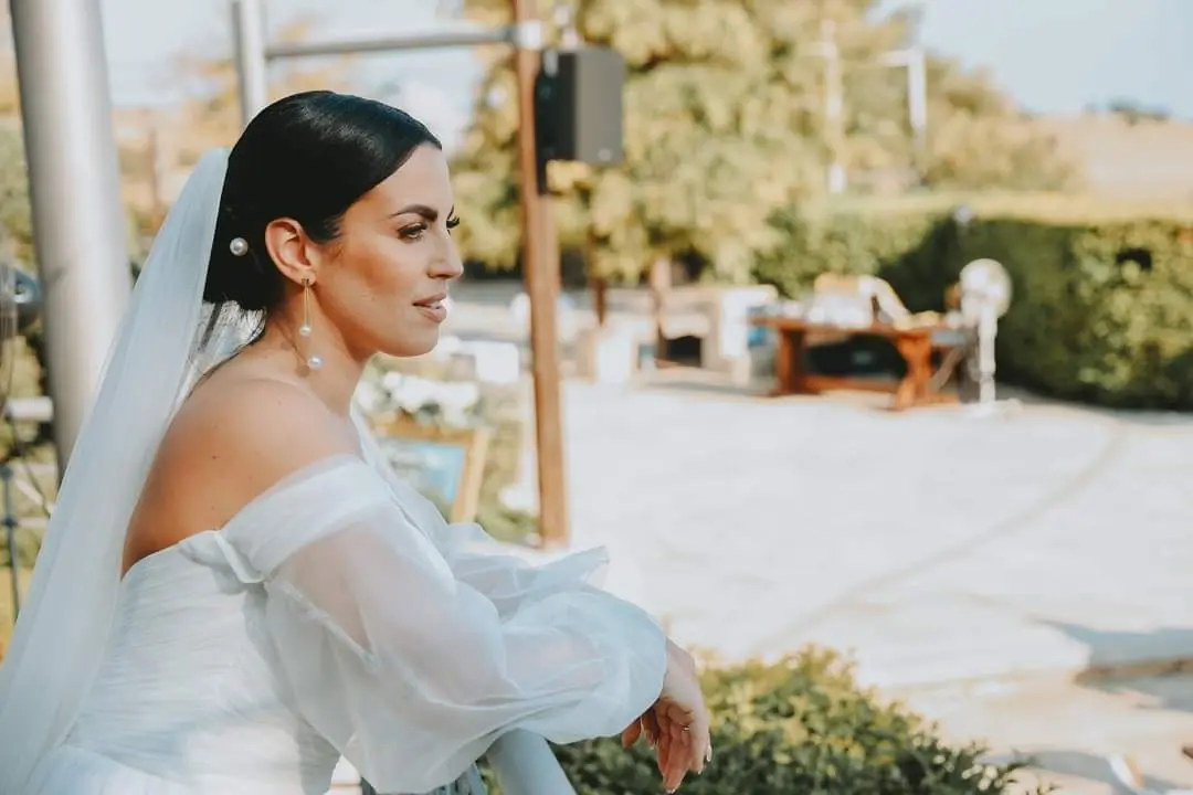 Bride Wearing Boho A-Line Wedding Dress Called Nerida By Sottero And Midgley