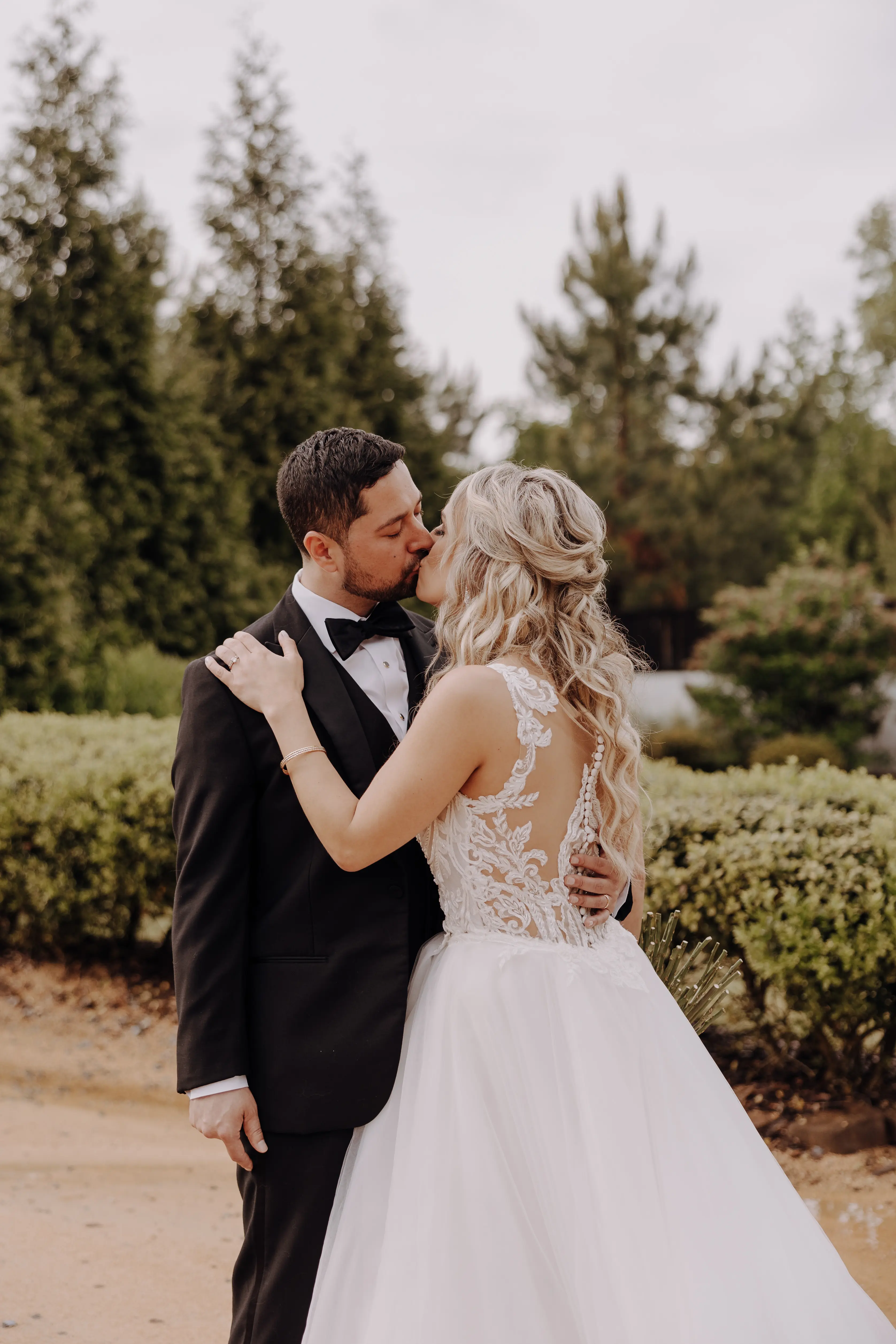 Bride In Lace Sheath Gown Hamilton By Sottero Midgley With Groom