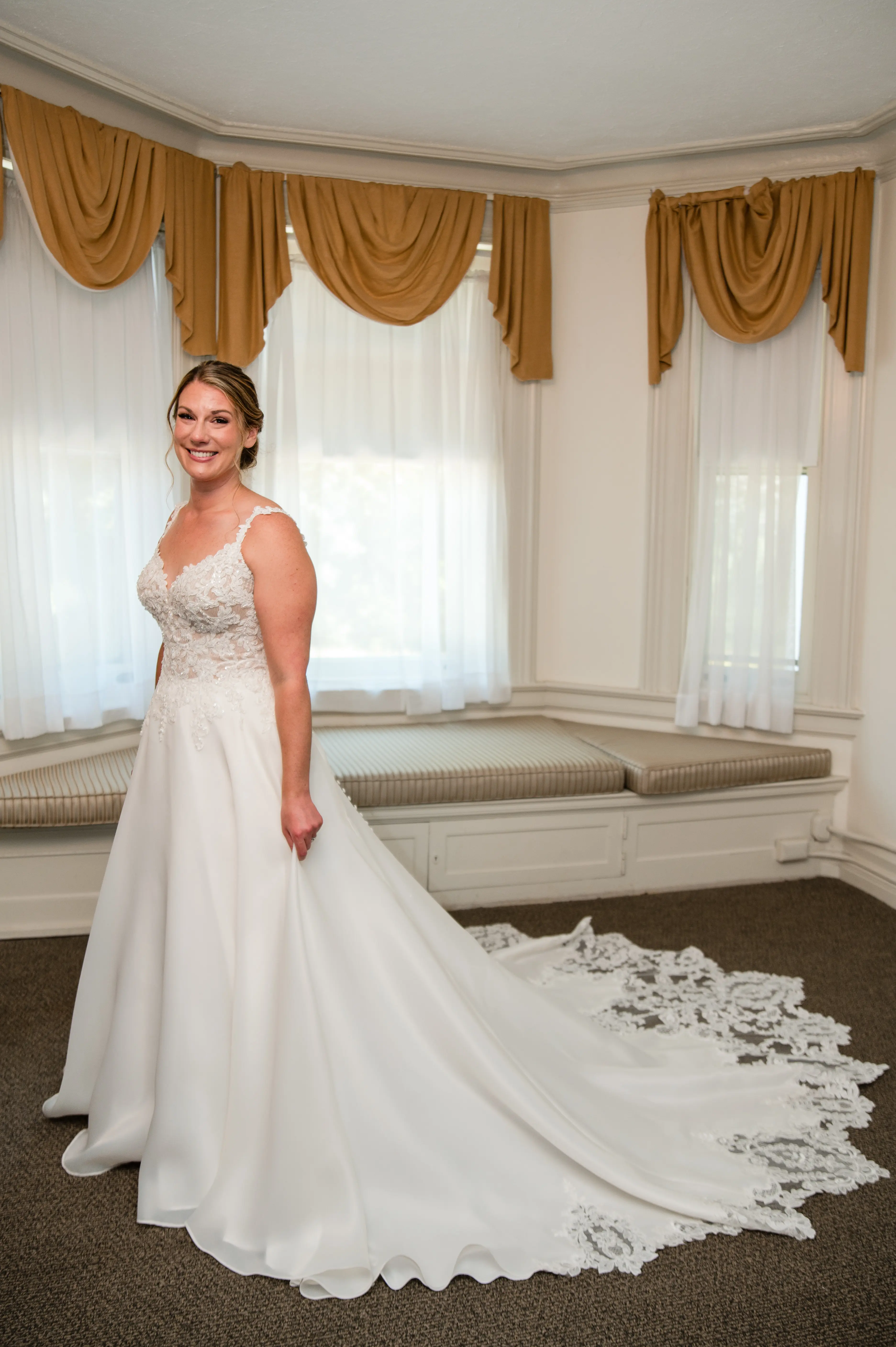 BeadedReal Bride in Lace Organza Wedding Dress Called Savannah By Maggie Sottero