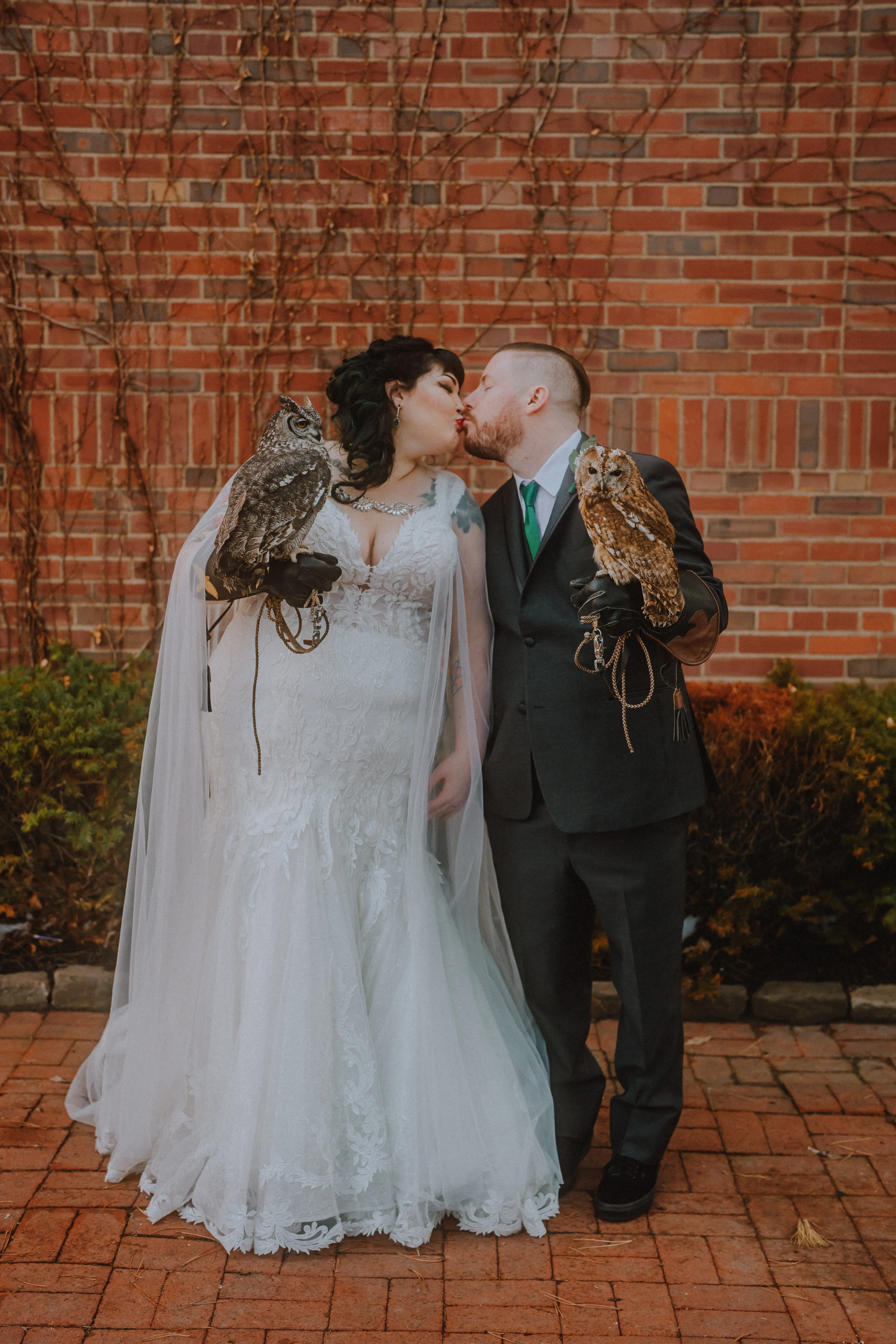 Real Bride in Cap-Sleeve Mermaid Wedding Dress with Lace Motifs and eep V-Neckline Called Joss by Sottero & Midgley