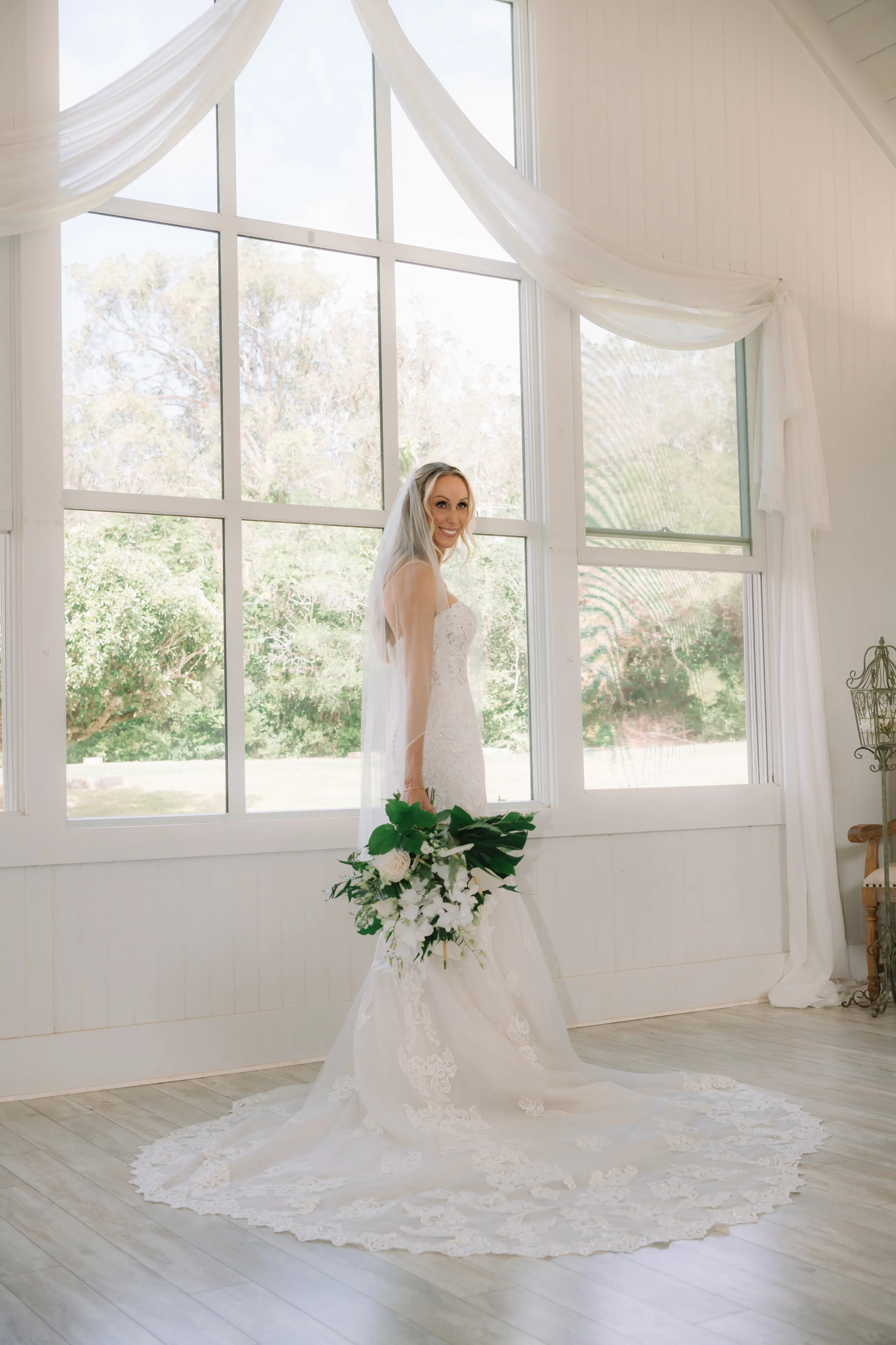 Bride In Beach Fit-And-Flare Wedding Dress Called Fiona By Maggie Sottero