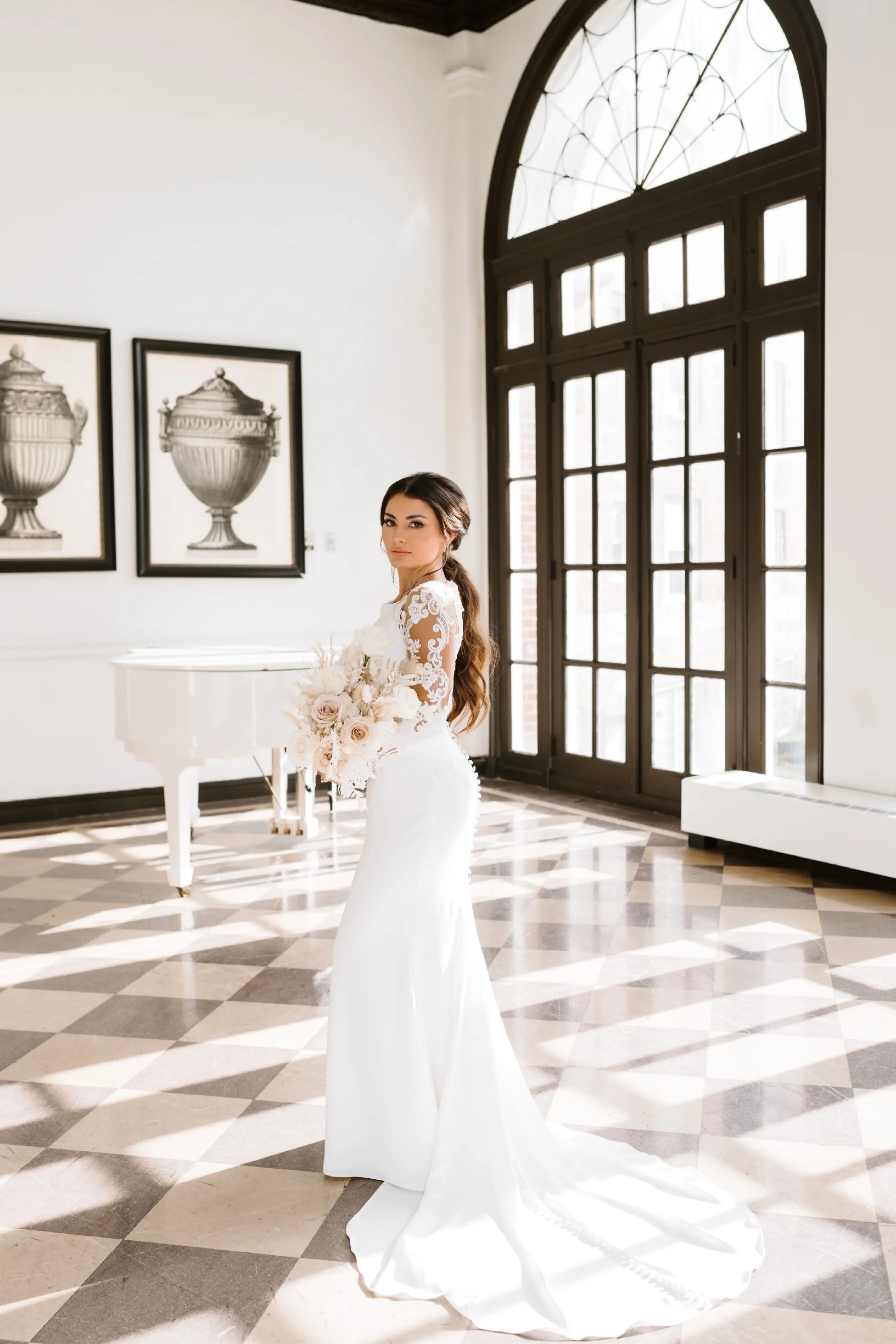 Bride in Modest Wedding Dress Called Bethany By Rebecca Ingram