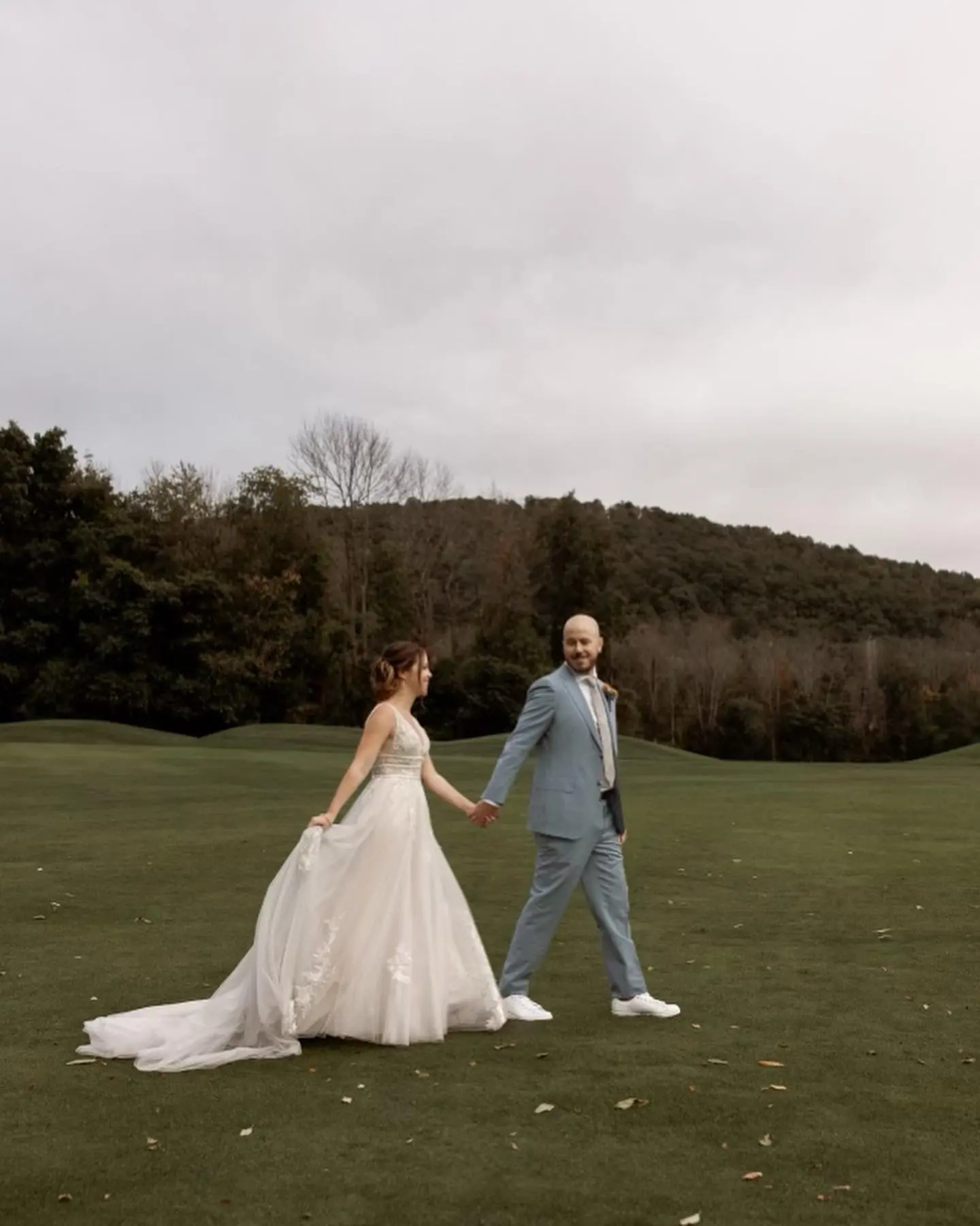 Real Bride in Lace A-Line Bridal Dress Called Raelynn by Rebecca Ingram