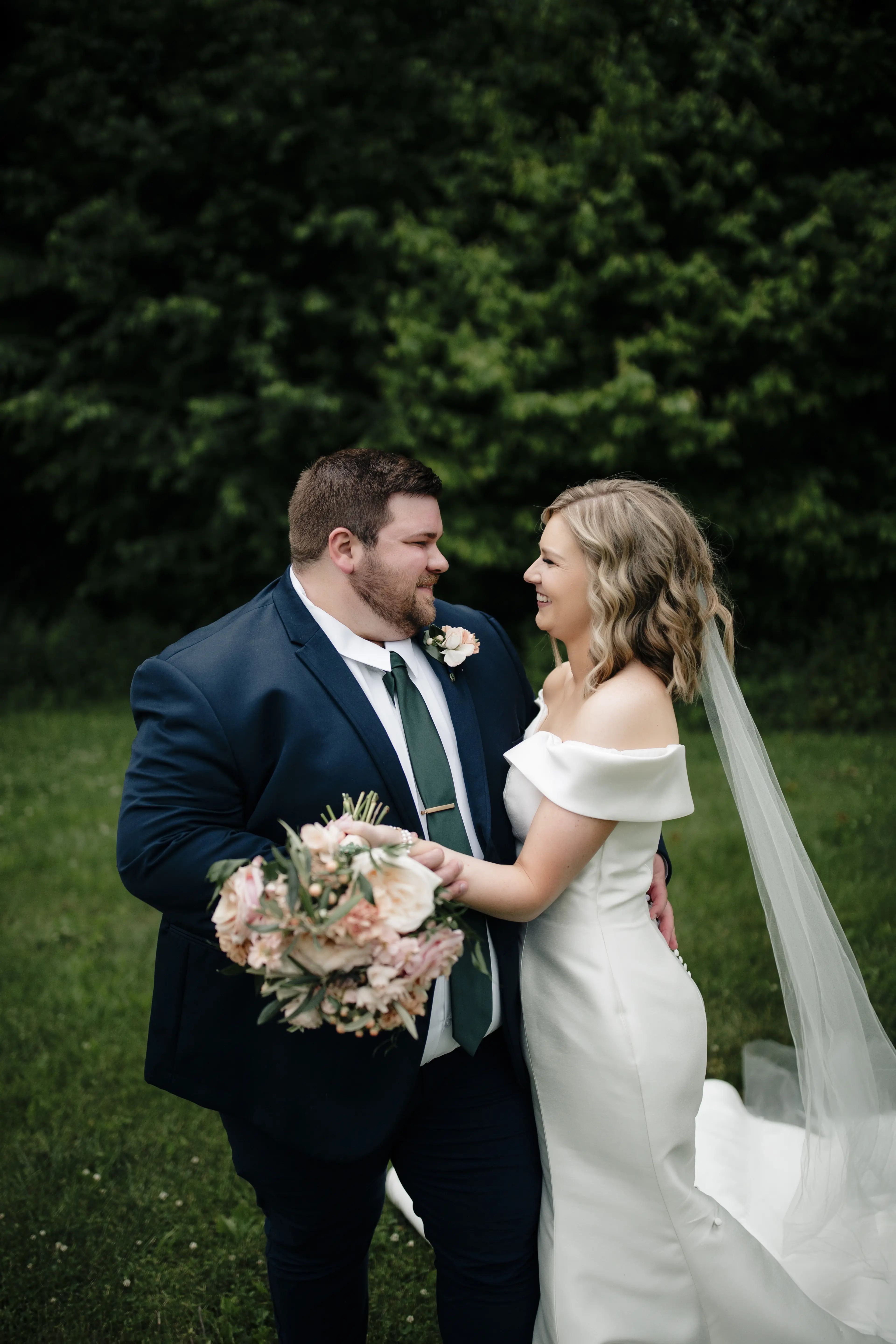 Bride In Satin Wedding Dress Called Josie By Rebecca Ingram