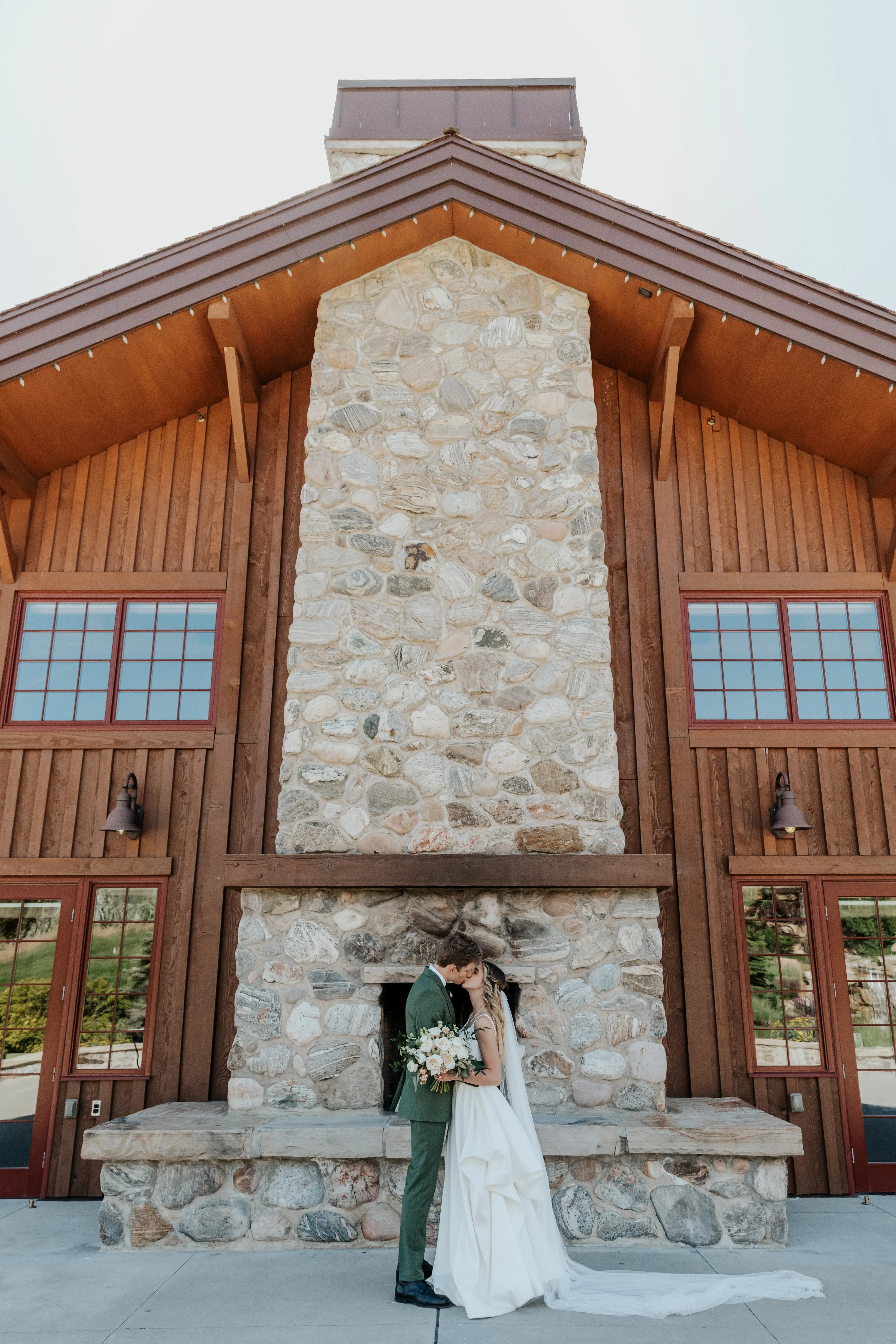 Bride With Groom In Satin Wedding Dress Called Selena By Maggie Sottero