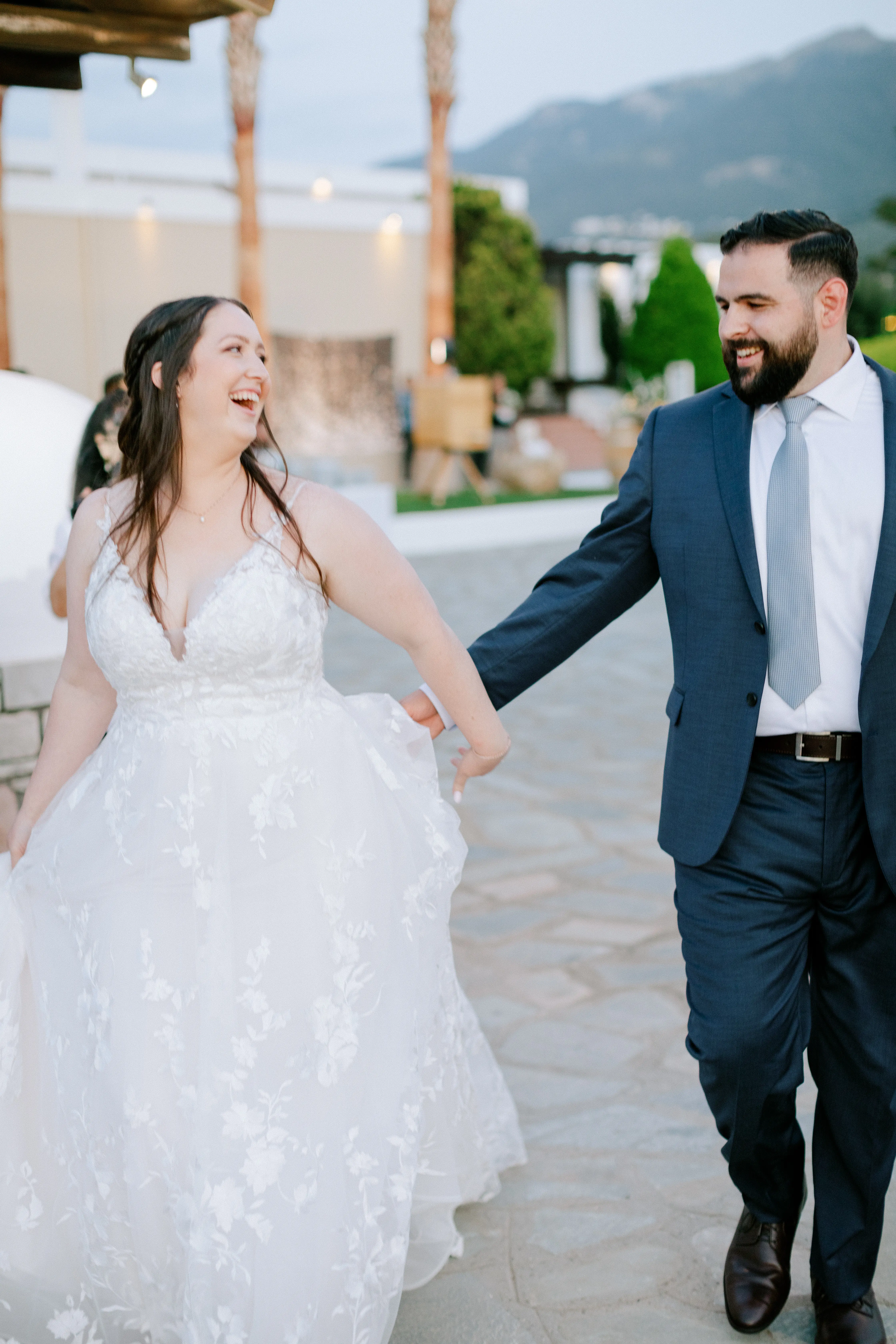 Bride In Lace A-line Winter Maggie Sottero With Groom