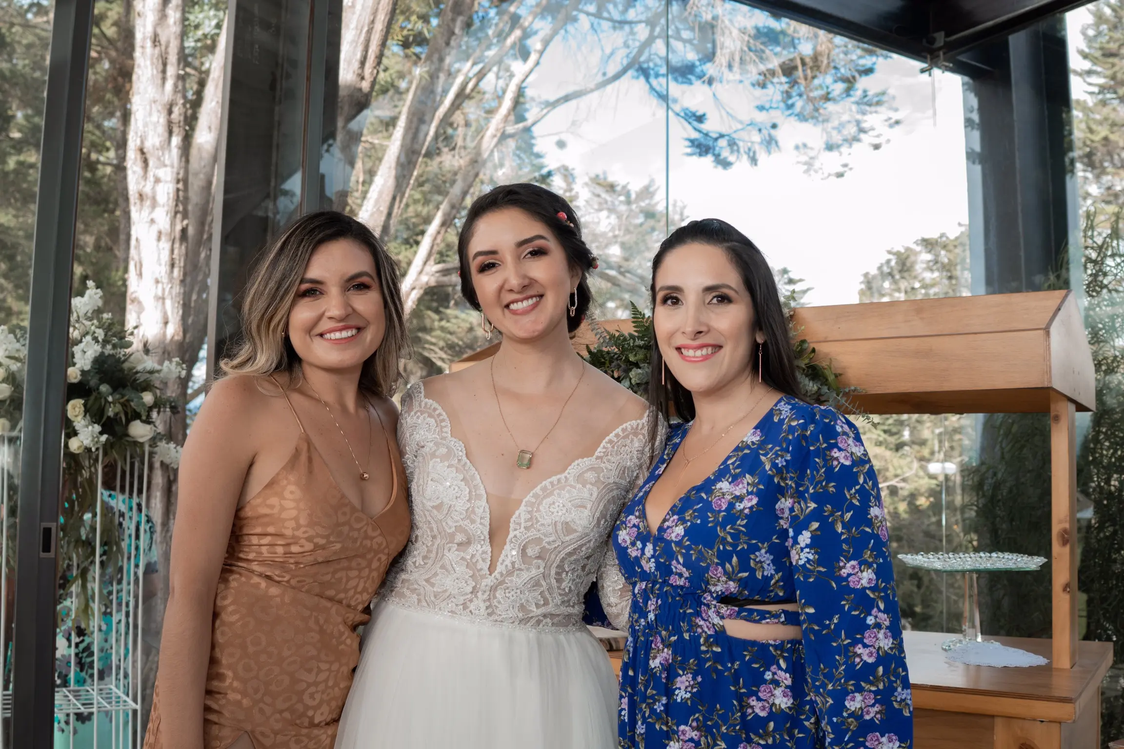 Bride in Long Sleeve Ball Gown Wedding Dress Named Mallory Dawn by Maggie Sottero with Girl Friends