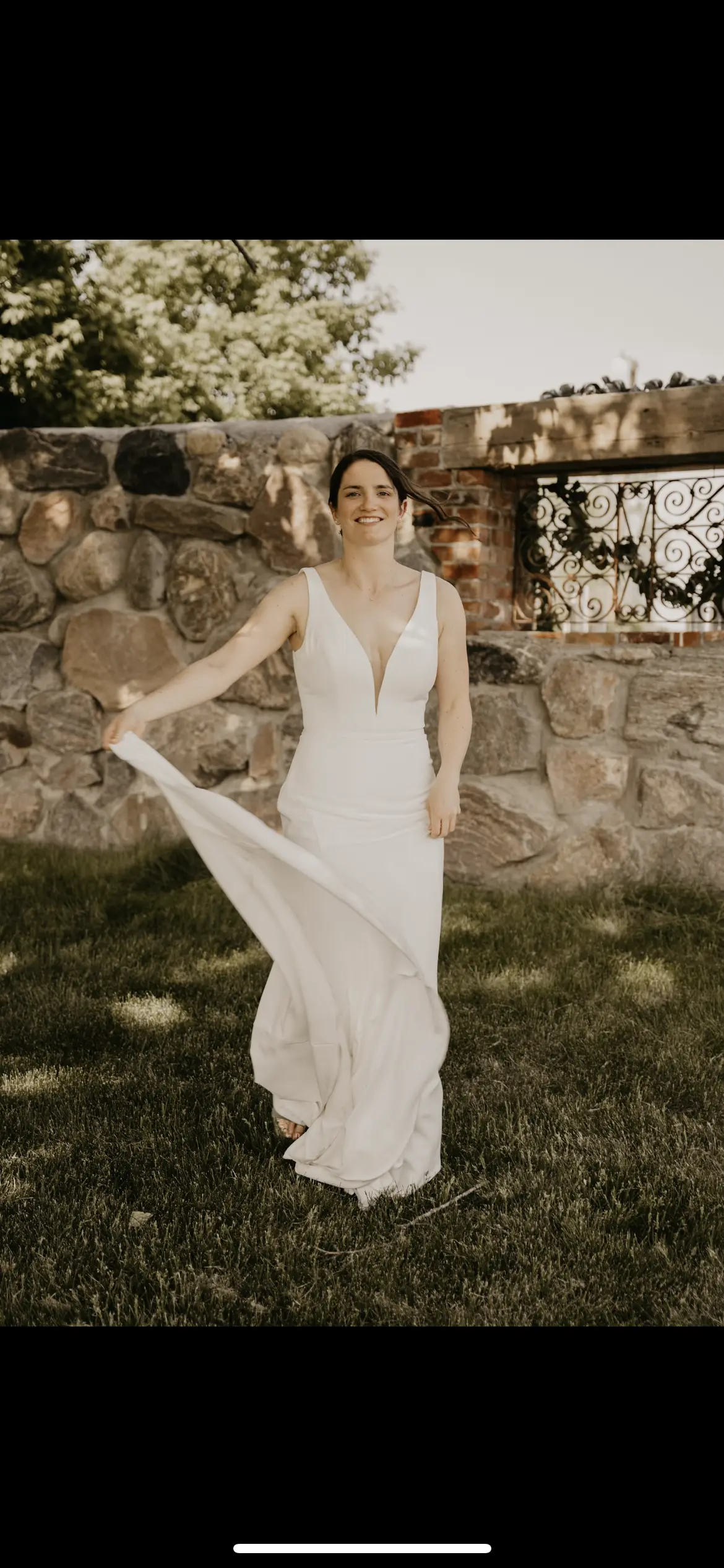 Bride In Simple Crepe Gown Theodora Rebecca Ingram