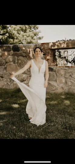 Bride In Simple Crepe Gown Theodora Rebecca Ingram