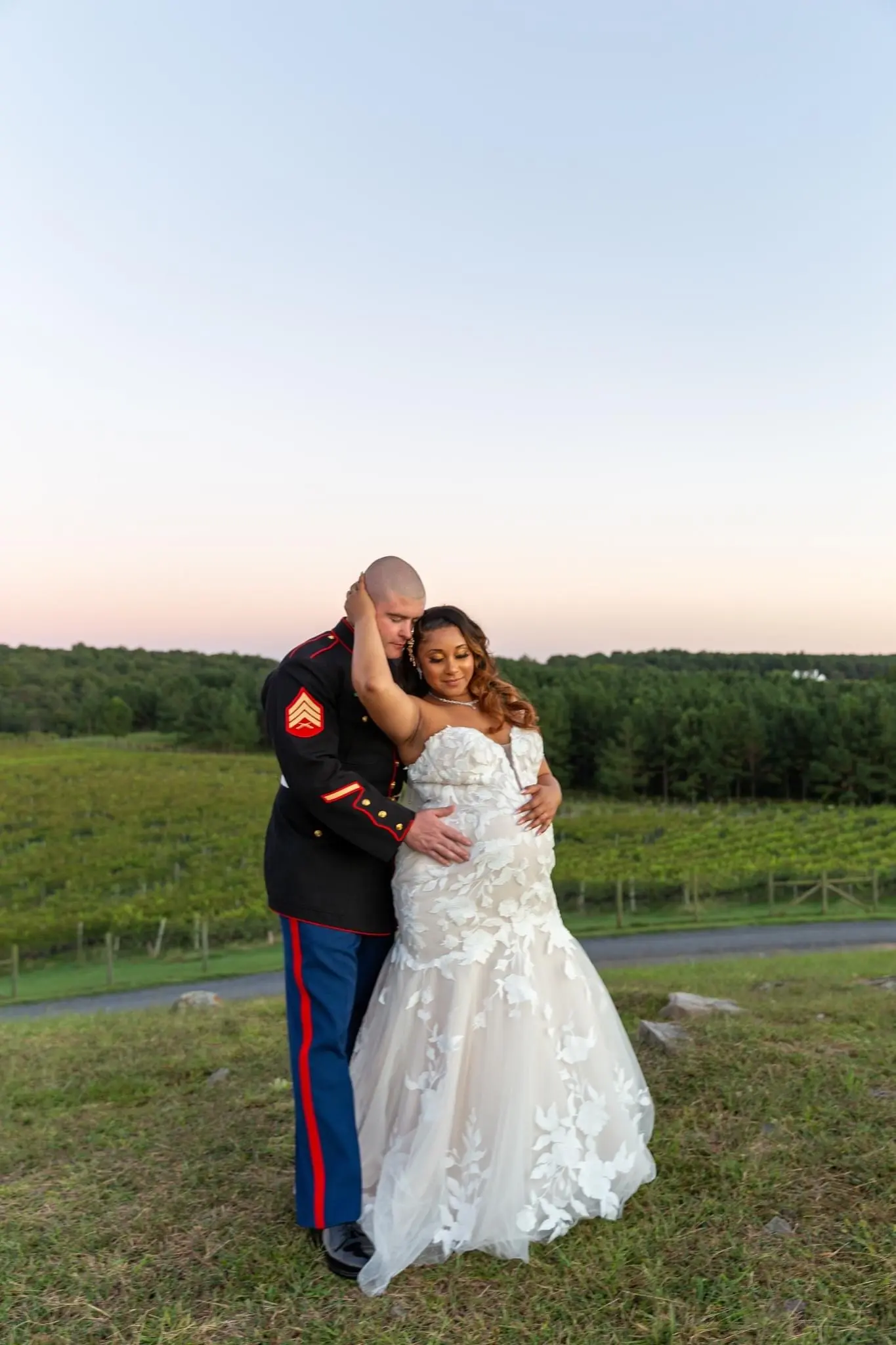 Pregnant Bride In Mermaid Wedding Dress Called Hattie By Rebecca Ingram With Groom